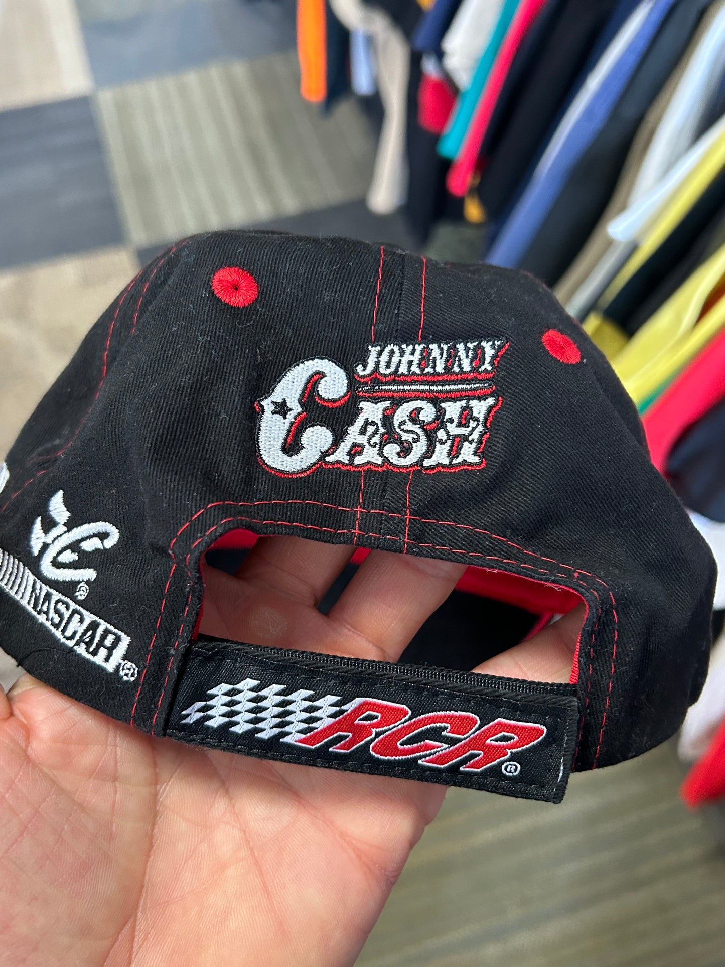 Vintage NASCAR #3 Dale Earnhardt & Johnny Cash Hat Embroidered Red/Black Adult Adjustable OSFM