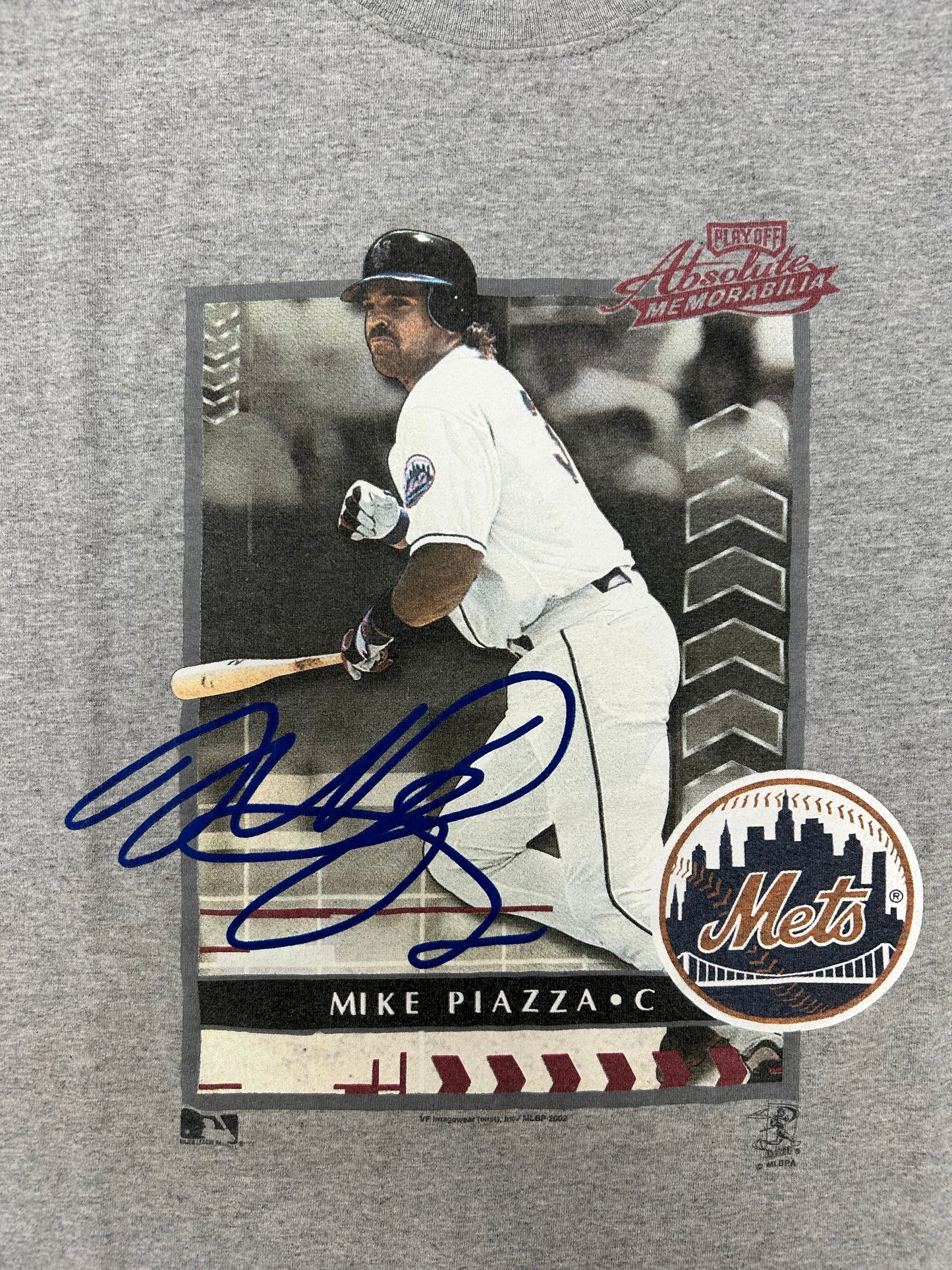 Vintage New York Mets Mike Piazza MLB Playoff Absolute Memorabilia Tee XL 23.5x29.75 Inches