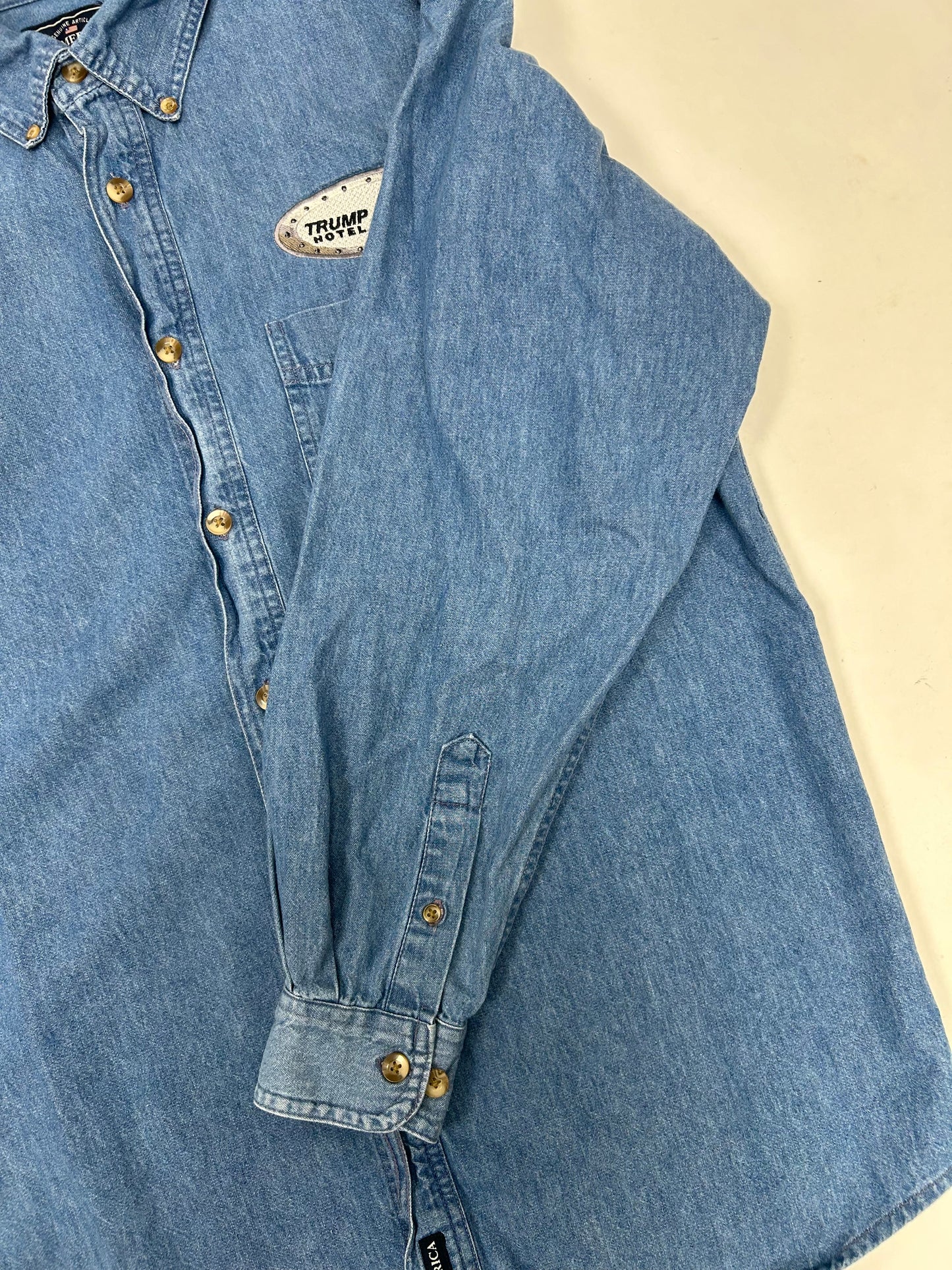 Vintage Trump Marina Hotel Casino Button Up Denim Shirt J. America Medium