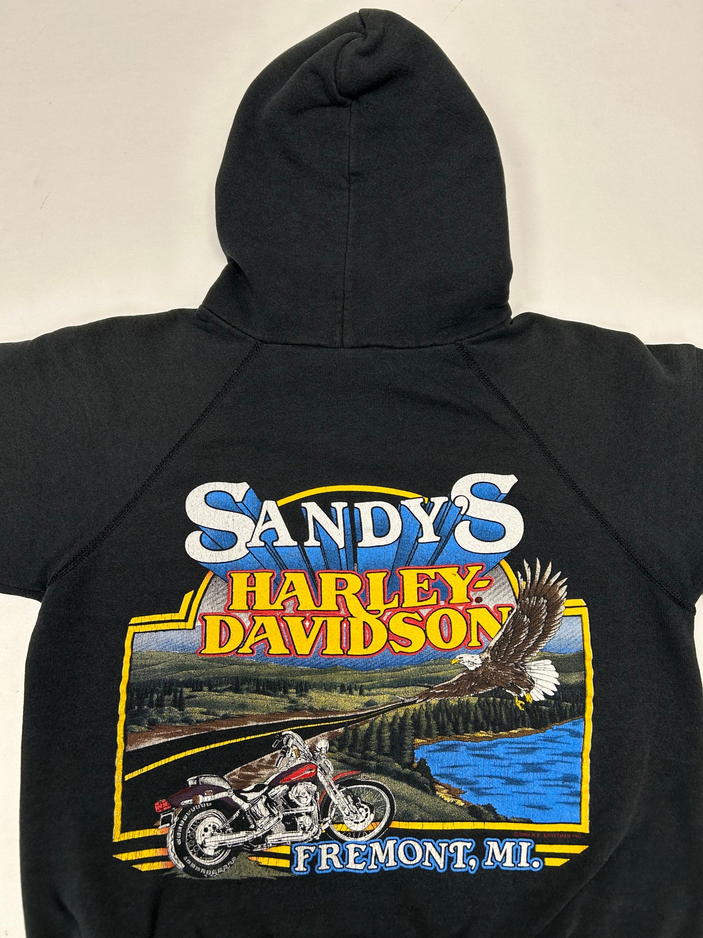 Vintage Harley Davidson Motorcycles Sandy’s Sweatshirt Eagle Biker 20x24 Inches Small Fit 1980s