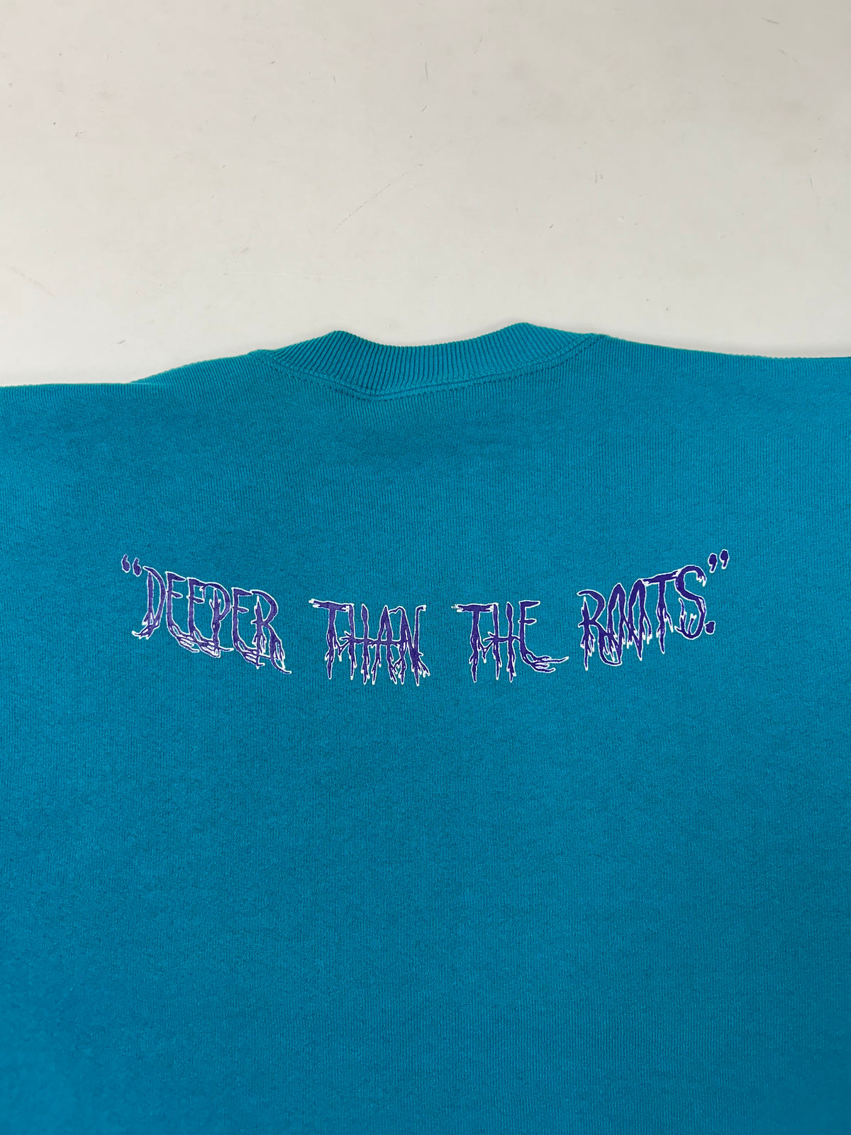 Edgewood New Jersey Deeper Than The Roots Crewneck Sweatshirts Lee Tag Turquoise Blue Boxy M/L Fit 24.25x25 Inches As Is