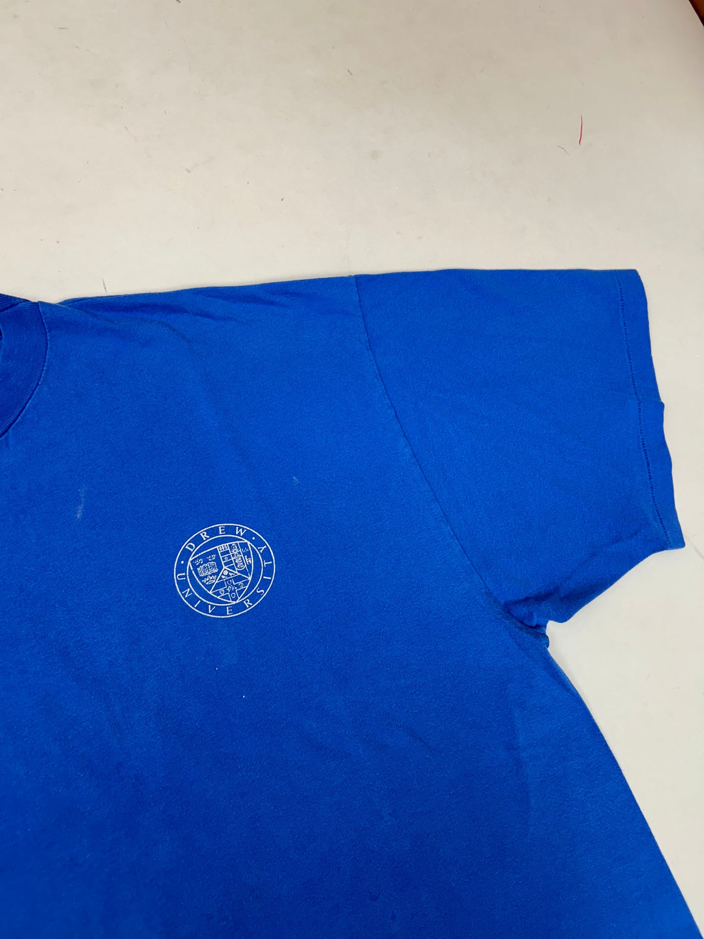 Vintage Drew University Technology Systems Telecommunications C.W.I.S. Computer Store & Repair Tee XL 23.25x28.25 Inches Worn As Is