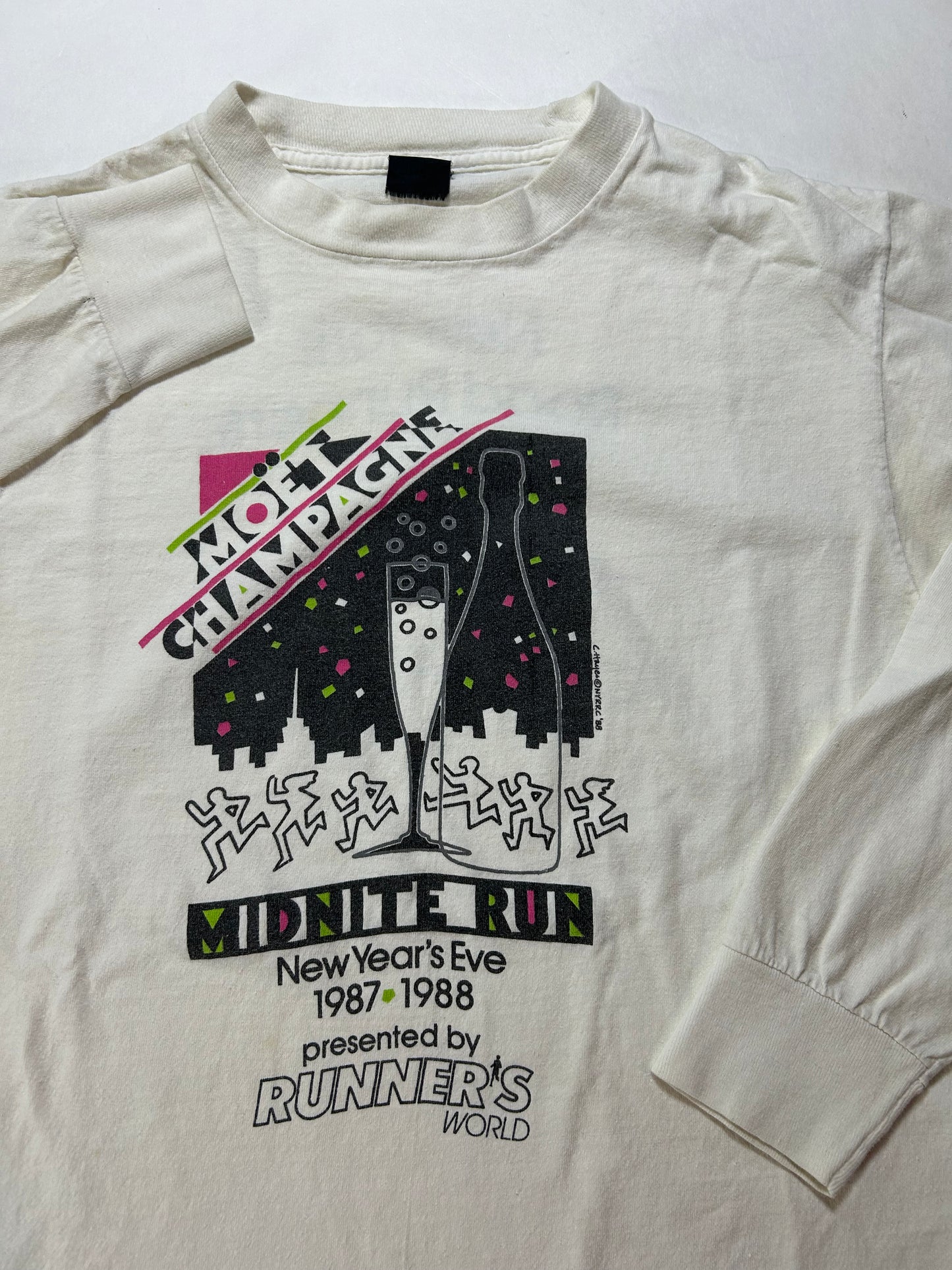 Vintage 1987/88 Moet New York New Year's Eve Midnight Run Long Sleeve T-shirt Small