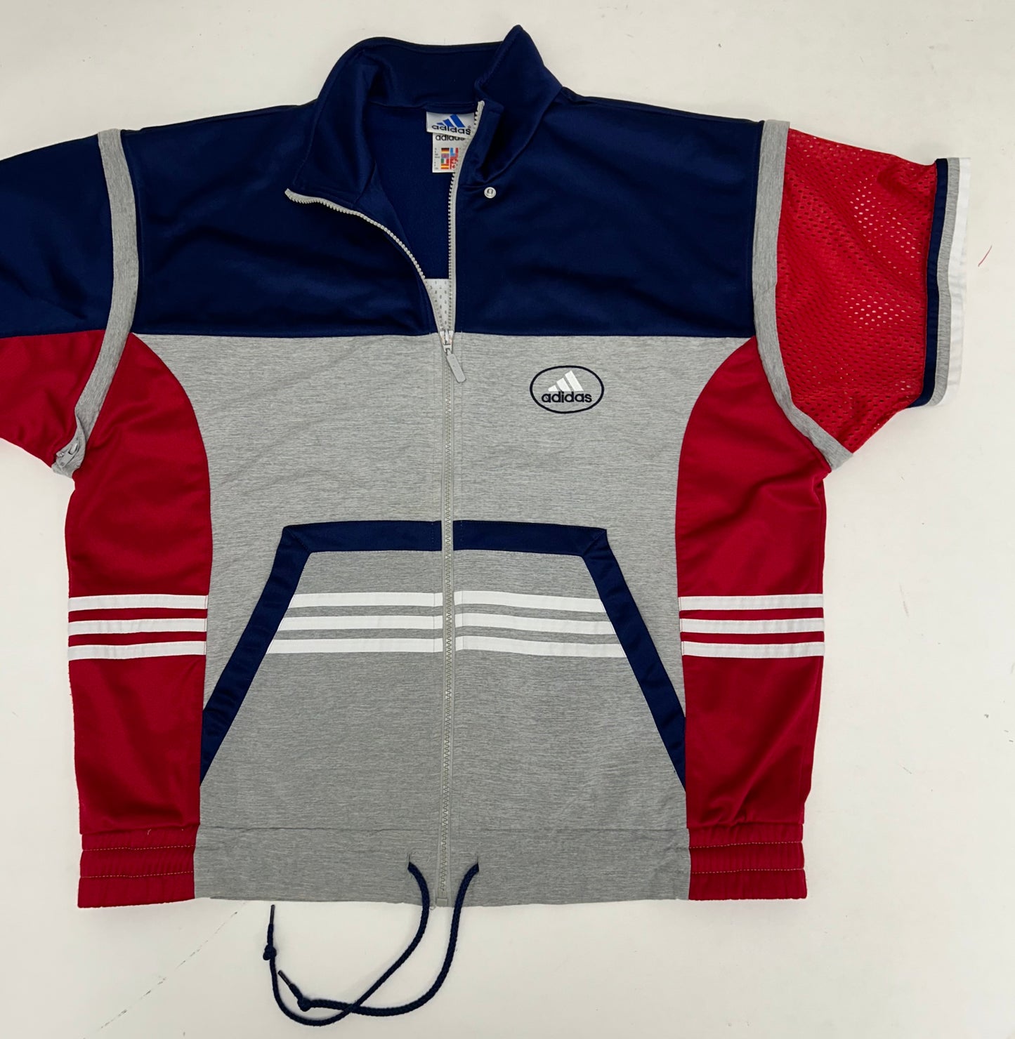 Vintage Adidas Track Jacket Zip Off Sleeves Medium 25x27.75 Inches Three Stripes