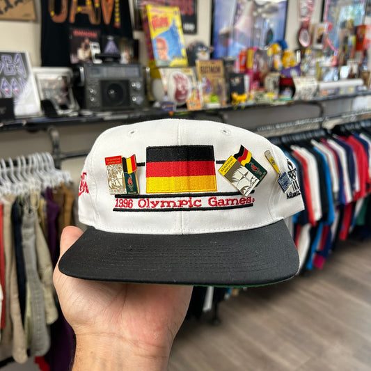 Vintage The Game Atlanta 1996 Olympic Games Germany Logo SnapBack Hat With 3 Pins