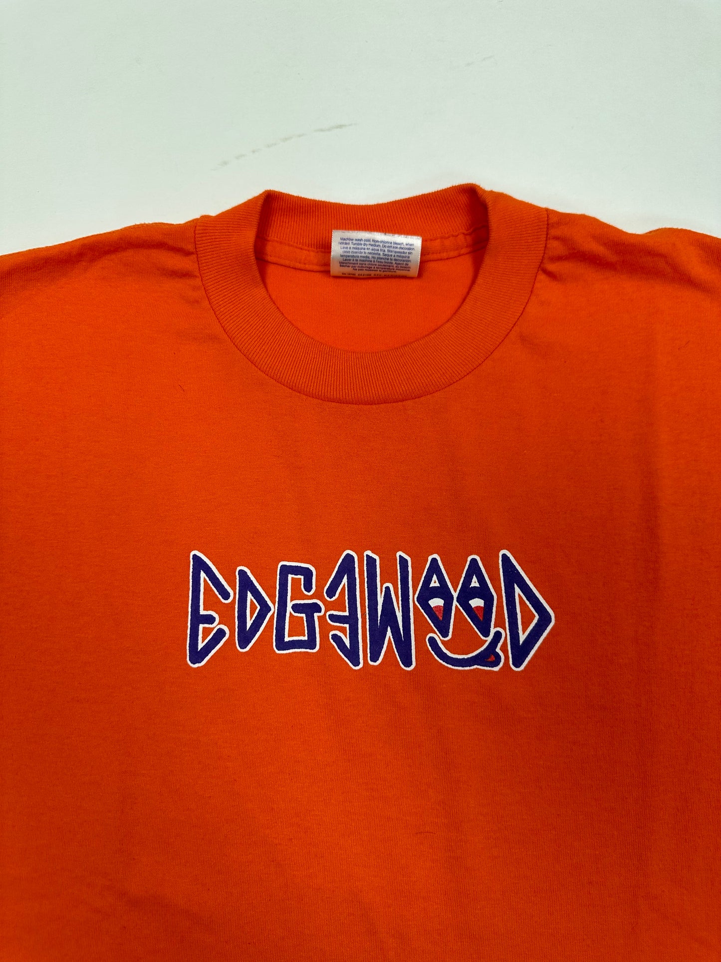 Edgewood NJ “Deeper Than The Roots.” First Edition Tee Tagged Youth Large Can Fit Adult XS/S 17.5x24.75 Inches 00s Hanes Heavyweight 50/50 Blend Made In El Salvador Orange