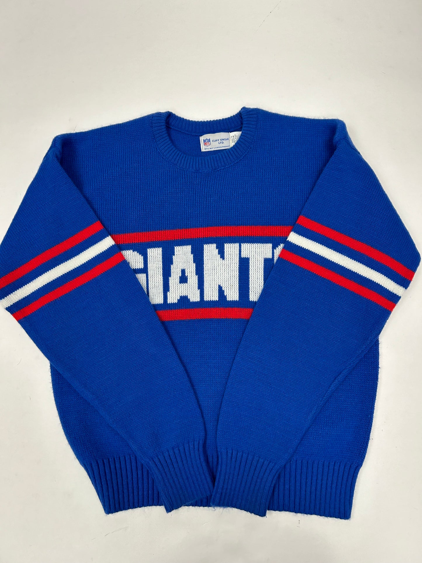 Vintage Cliff Engle New York Giants NFL Sweater Medium 23.5x27.5 Inches