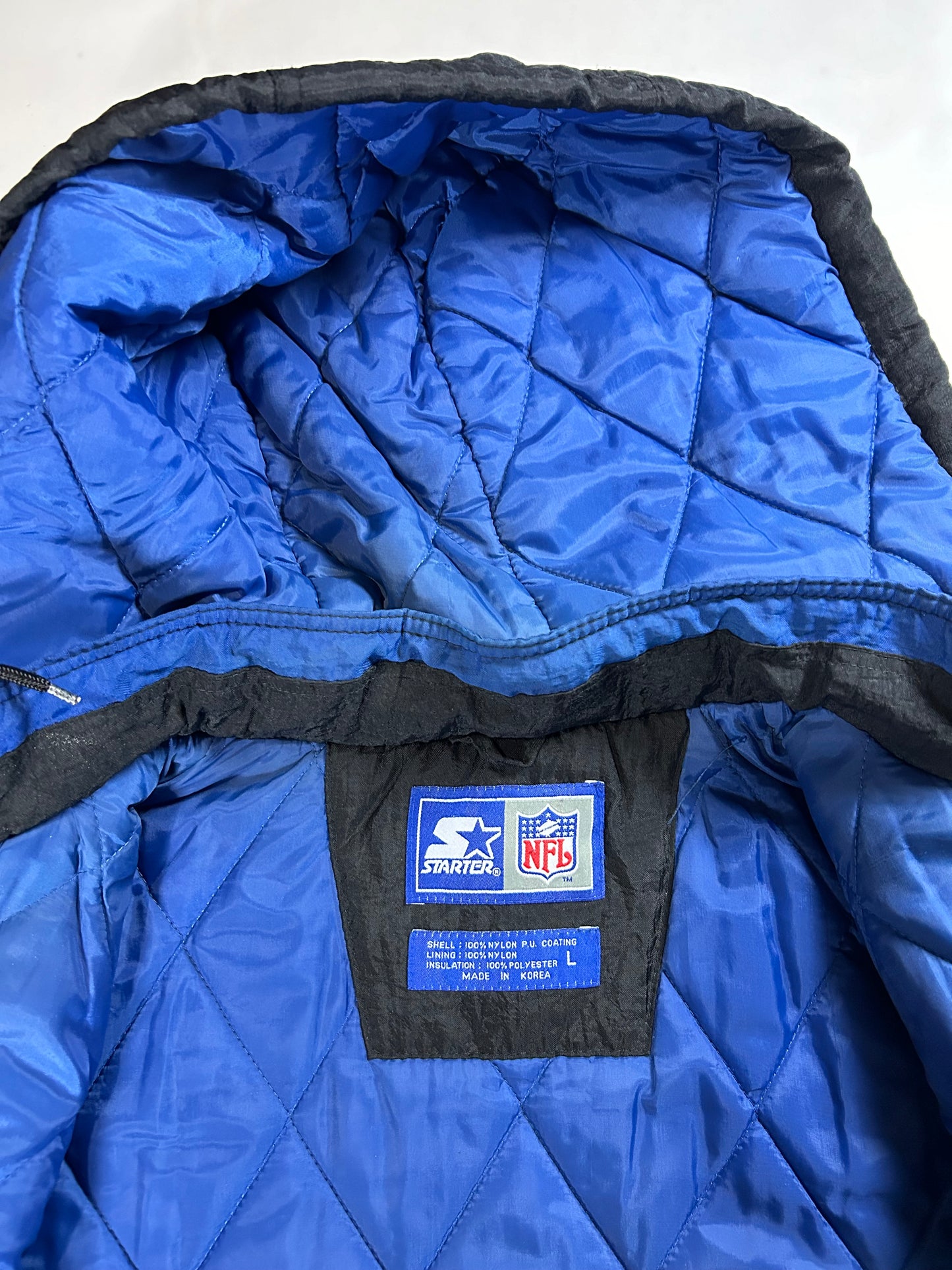 Vintage 90s Starter New York Giants Jacket Zip Puffer Quilted Jacket Large Can Fit XL 27x29.25 Inches NYG