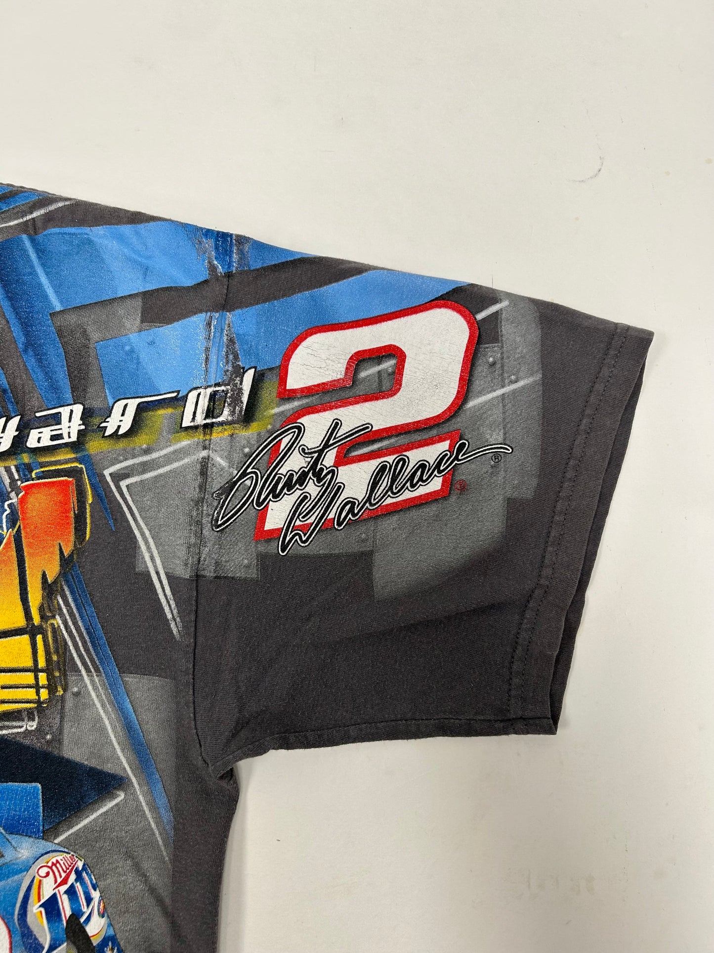 Vintage NASCAR Rusty Wallace Rusty’s Last Call All Over Print Shirt Dodge Car XL 24x30 Inches