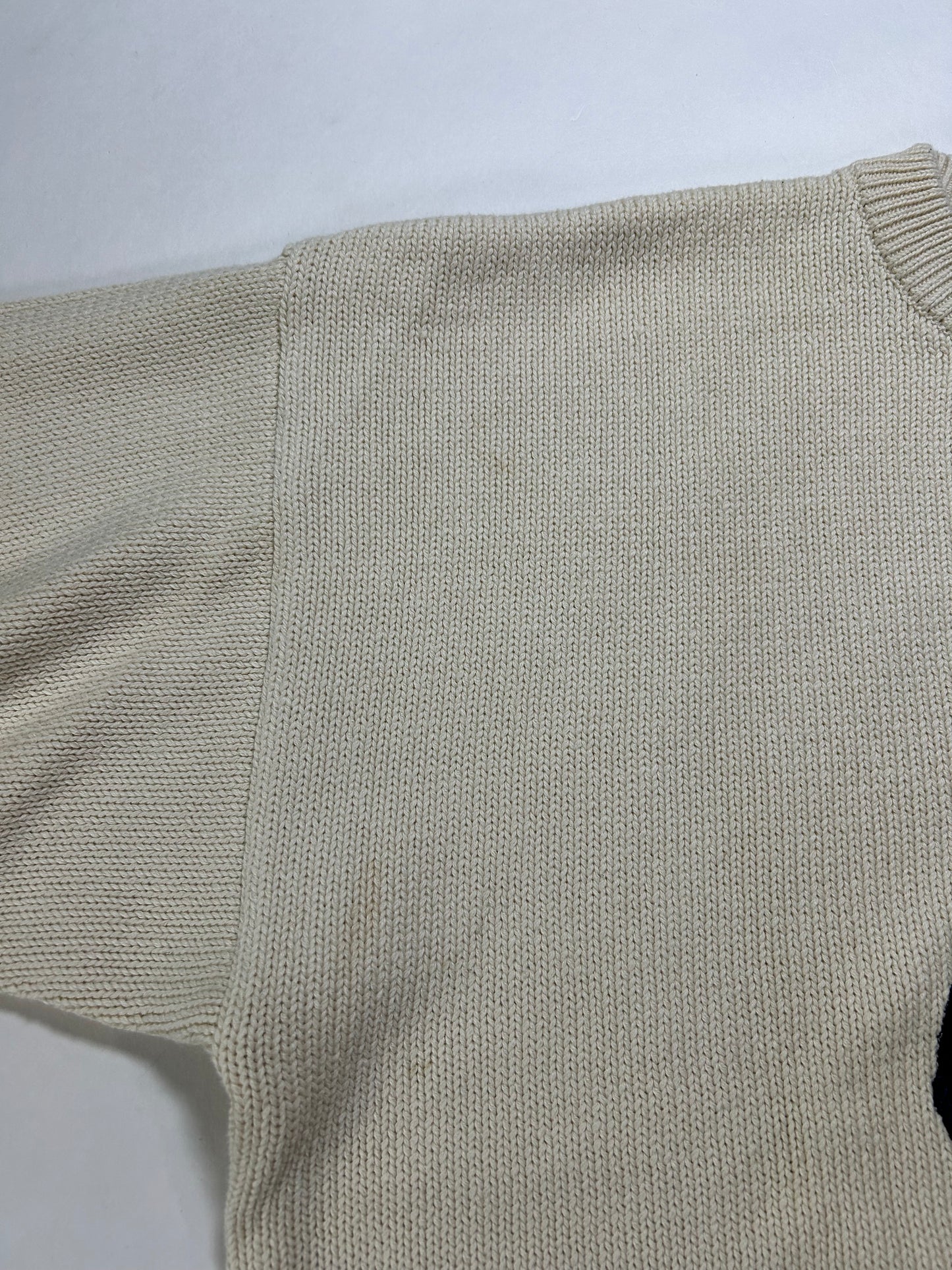 Vintage Izod Championship Golf Sweater Off White Knit Embroidered Mens Large 24.25x27.25 Inches