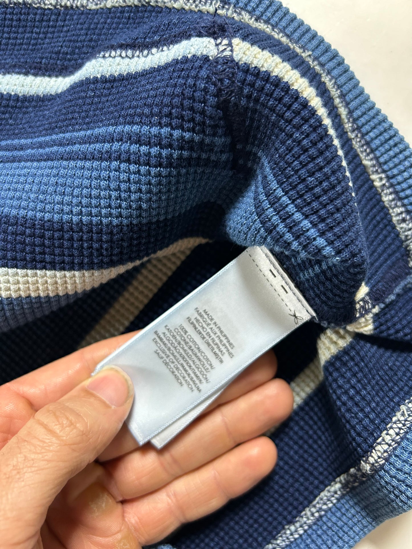 Polo Ralph Lauren Striped Waffle Knit Pullover Hoodie Sweatshirt 20.5x28.5 M/S Fit