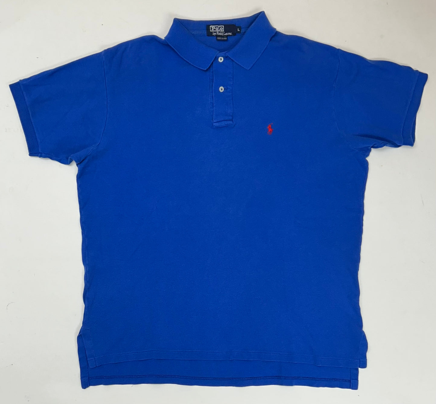 Vintage Polo Ralph Lauren Horse Chest Embroidered Polo Shirt Large 24.5x28.25/30.25 Inches Made In USA Royal Blue