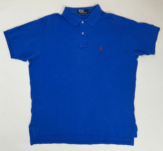 Vintage Polo Ralph Lauren Horse Chest Embroidered Polo Shirt Large 24.5x28.25/30.25 Inches Made In USA Royal Blue