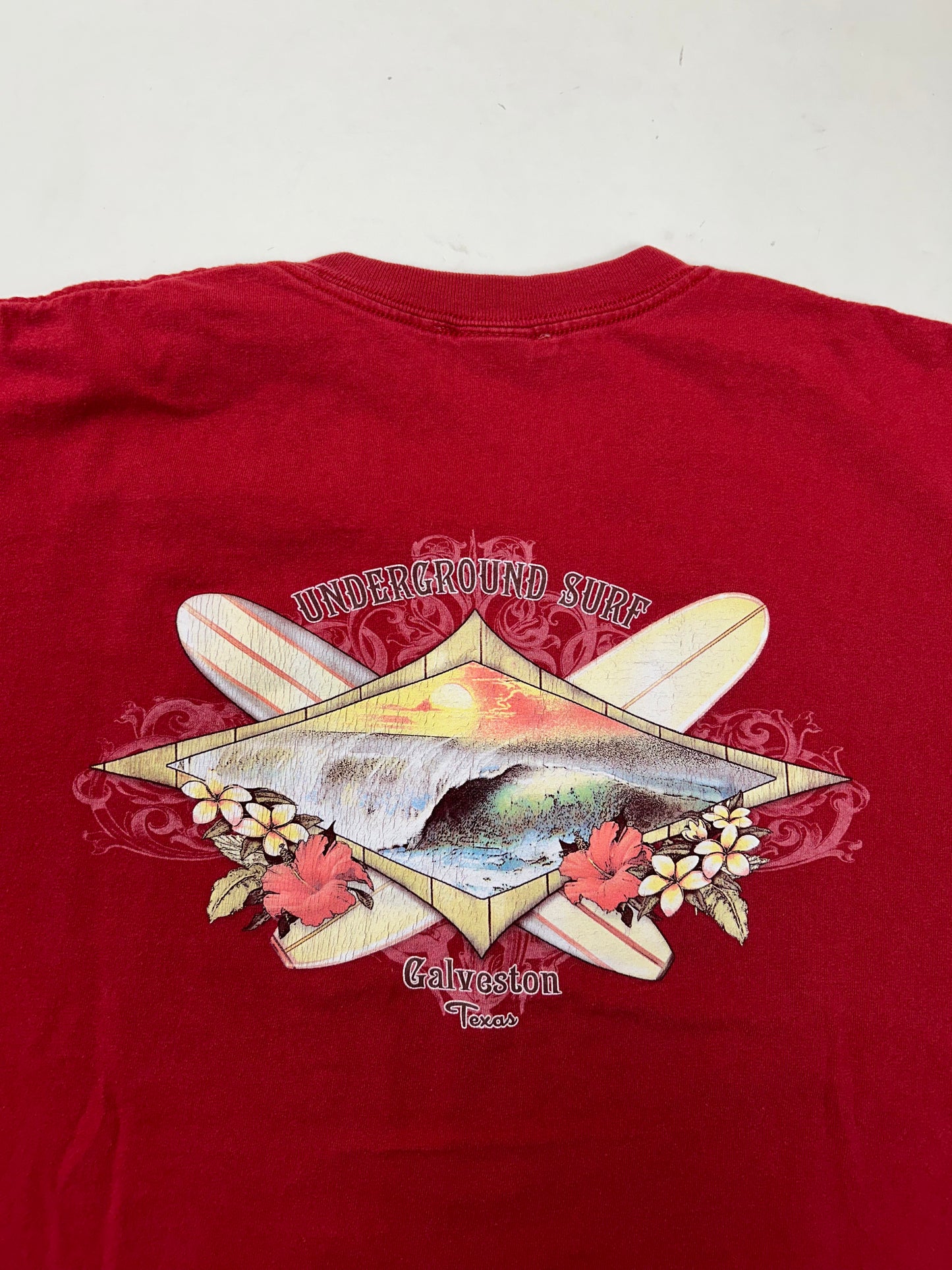 Vintage 00s Underground Surf Galveston Texas Tee XL 23.5x28.75 Inches