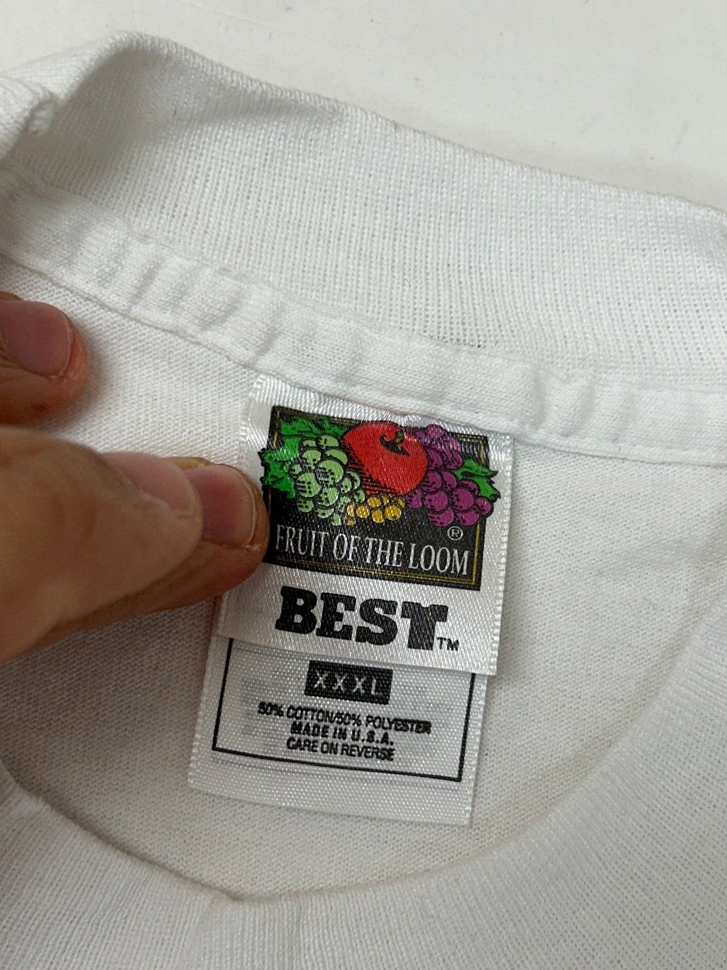 Edgewood NJ first edition “Deeper Than The Roots.” Tee 2XL Fit 26.25x30.25 Inches 90s Fruit Of The Loom 50/50 Blend USA White