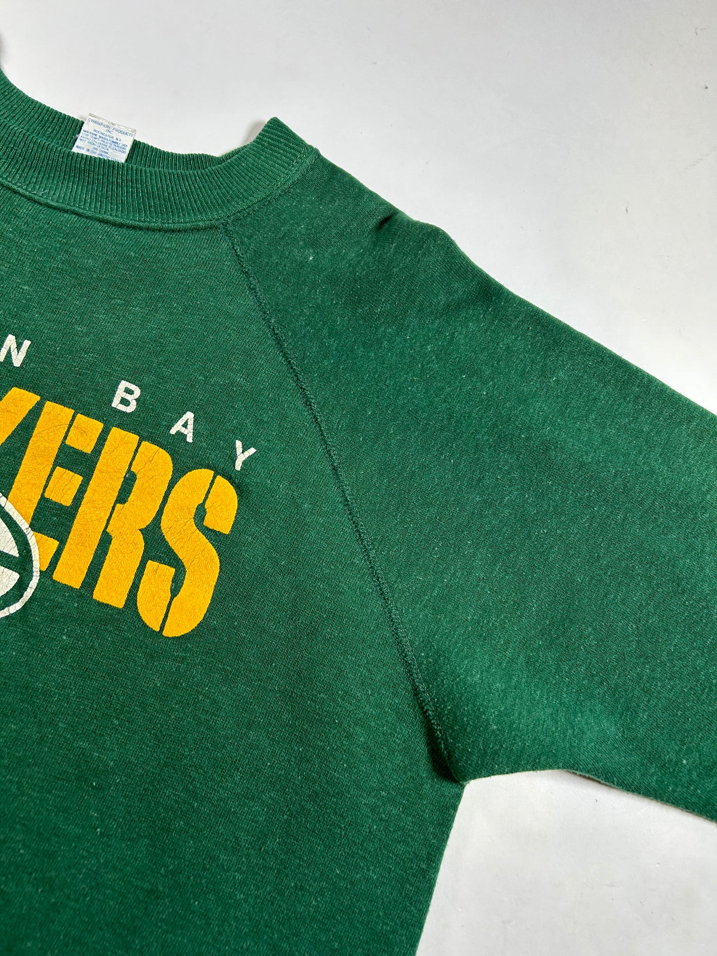 Vintage Green Bay Packers Champion Raglan Crewneck Sweatshirt 20.5x23.75 Inches XS/S 20.5x23.75 Inches