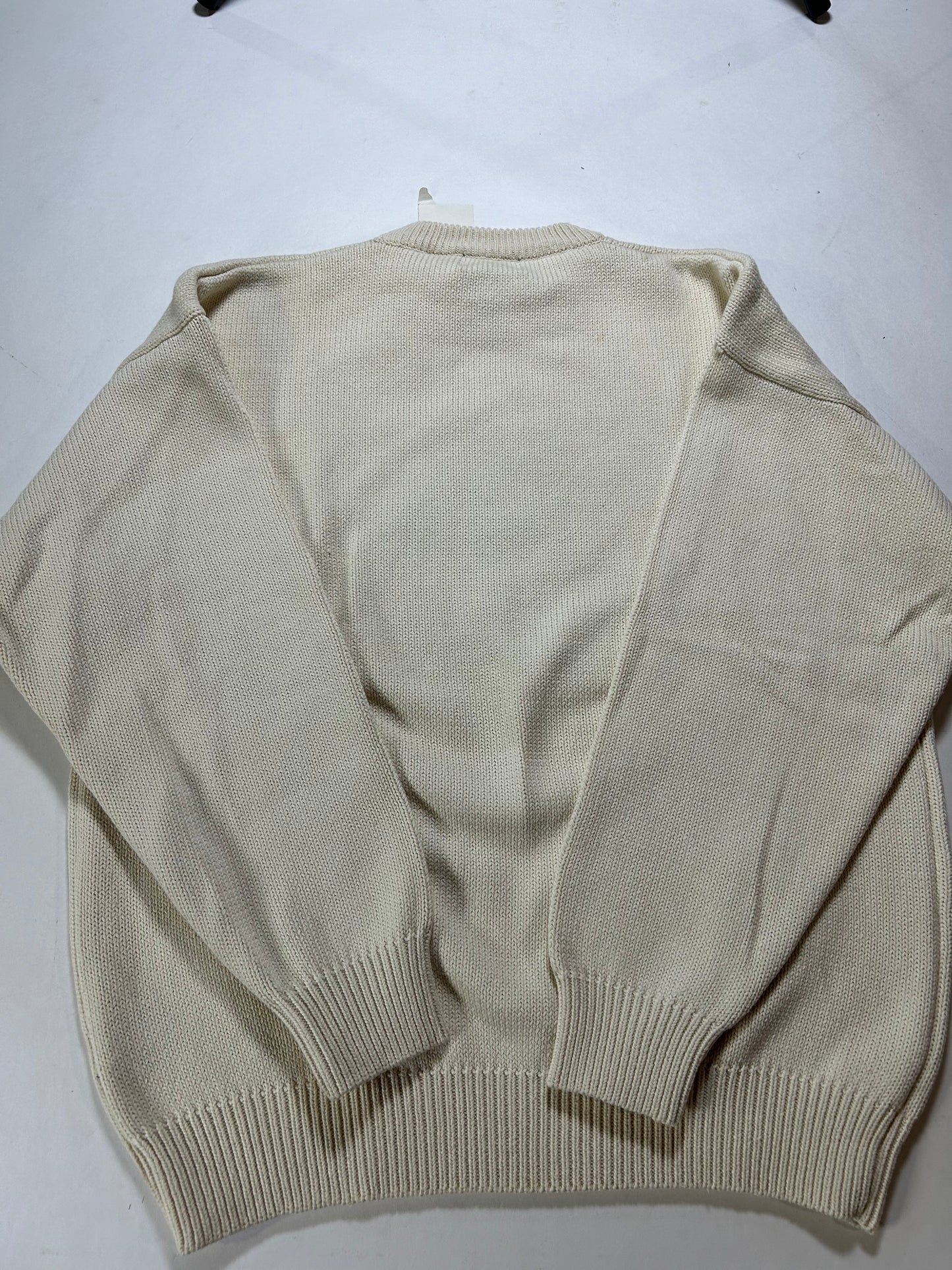 Vintage Izod Championship Golf Sweater Off White Knit Embroidered Mens Large 24.25x27.25 Inches