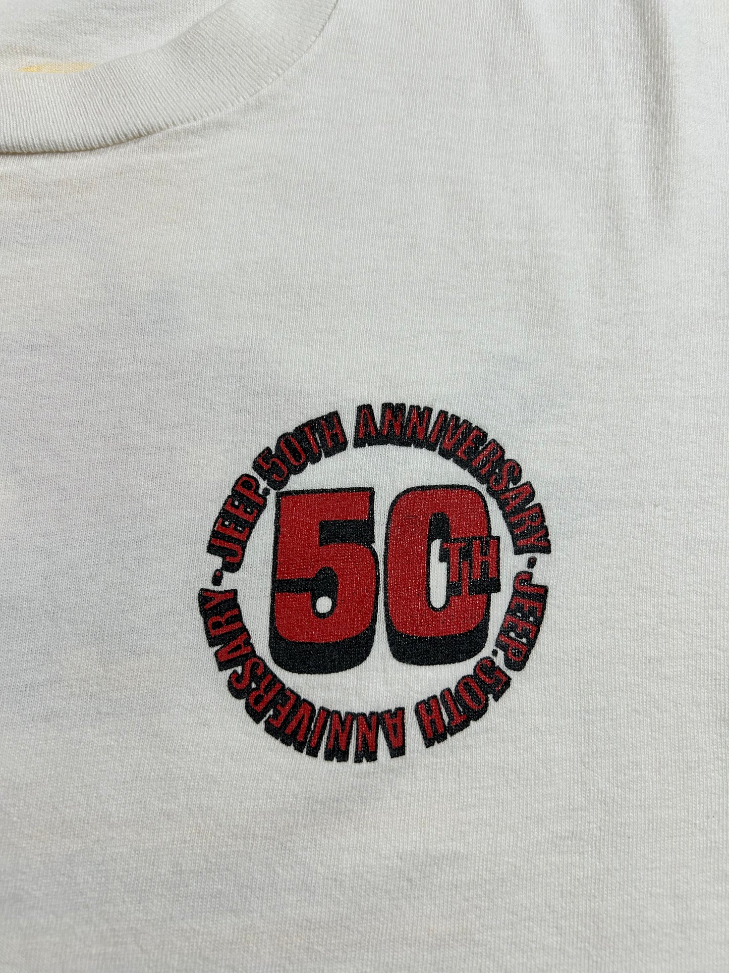 Vintage Jeep 50th Anniversary Jeep Wrangler Tee 1941-1991 Fifty Years Of Fun Large 21.5x27.75 Inches