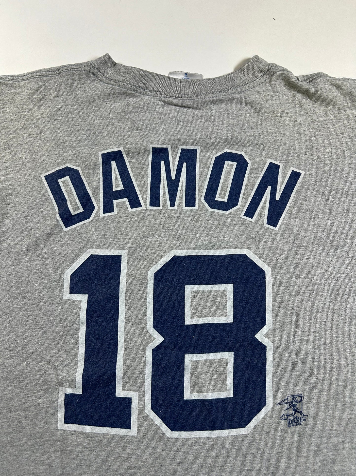 Vintage Majestic New York Yankees Johnny Damon MLB Player Tee Small Gray Worn In