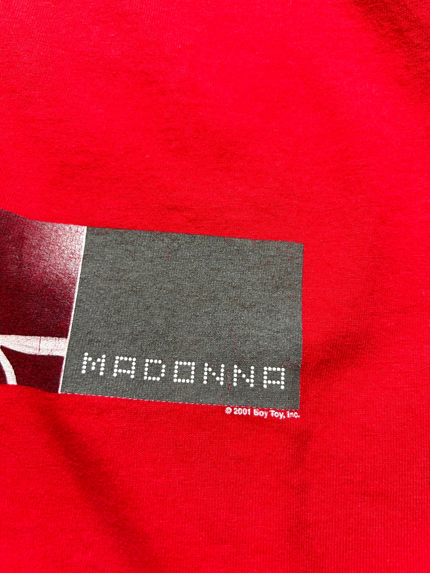 Vintage 2001 Madonna Drowned World Tour MSG Music Tee Large 21x28.76 Inches Box Logo Graphic Red