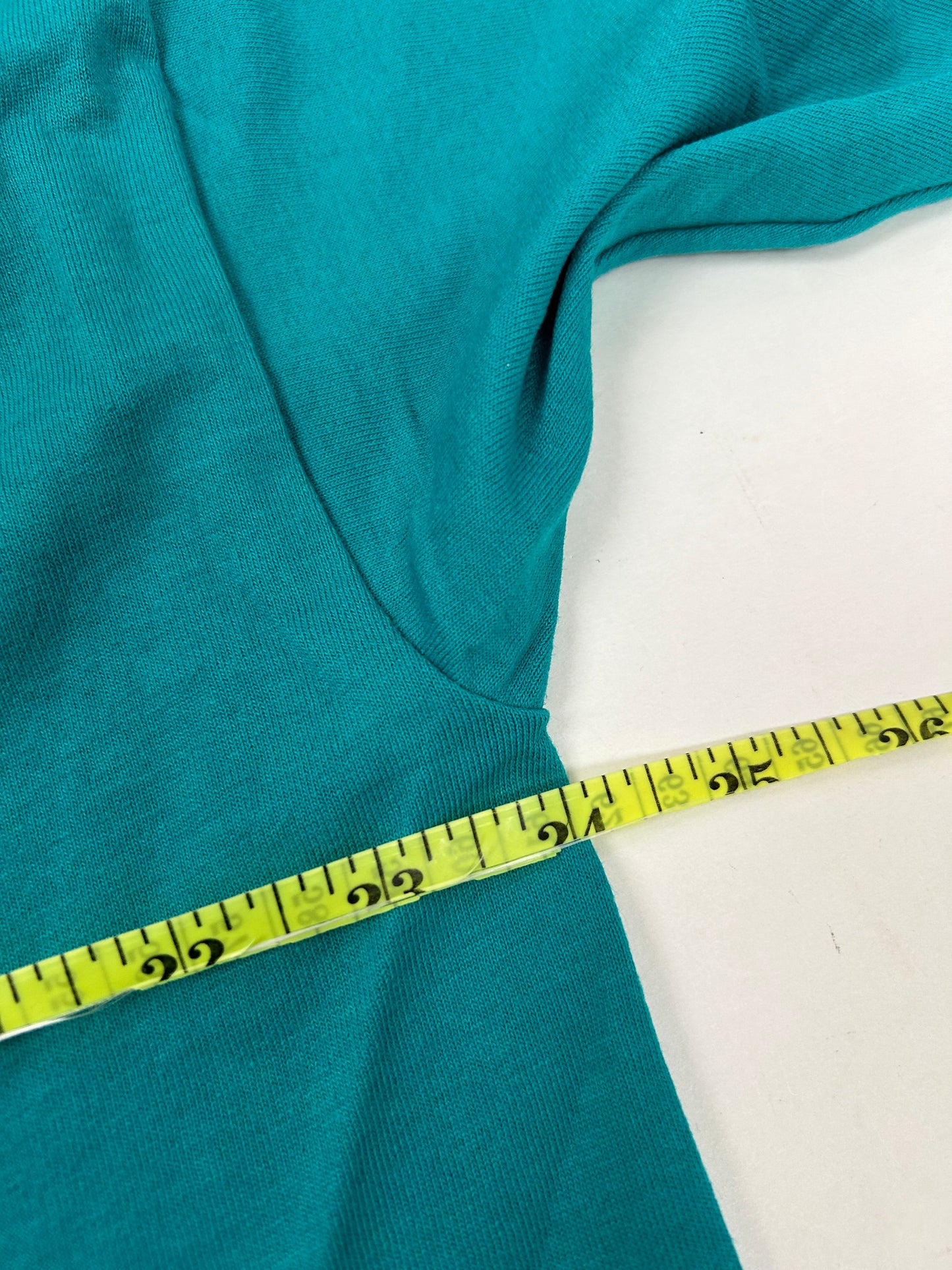 Edgewood NJ first edition “Deeper Than The Roots.” Tee XL 24x30.75 Inches FOTL BEST 50/50 Blend USA Aqua Green/Blueish Color