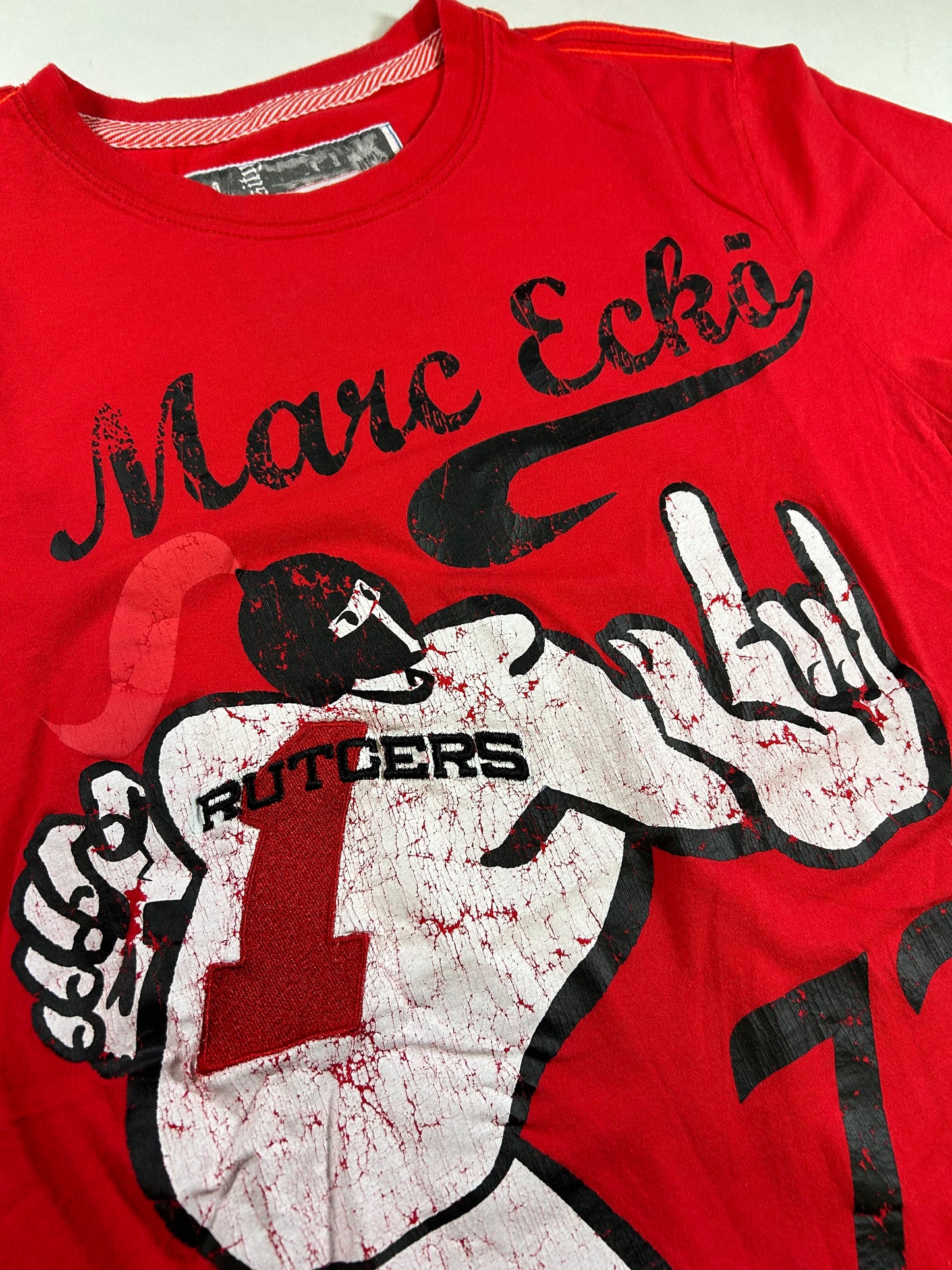 Vintage Eckō Marc Echō Cut & Sew Rutgers University Street Alchemists Football Tee Medium Fit 19.75x28 Inches Red