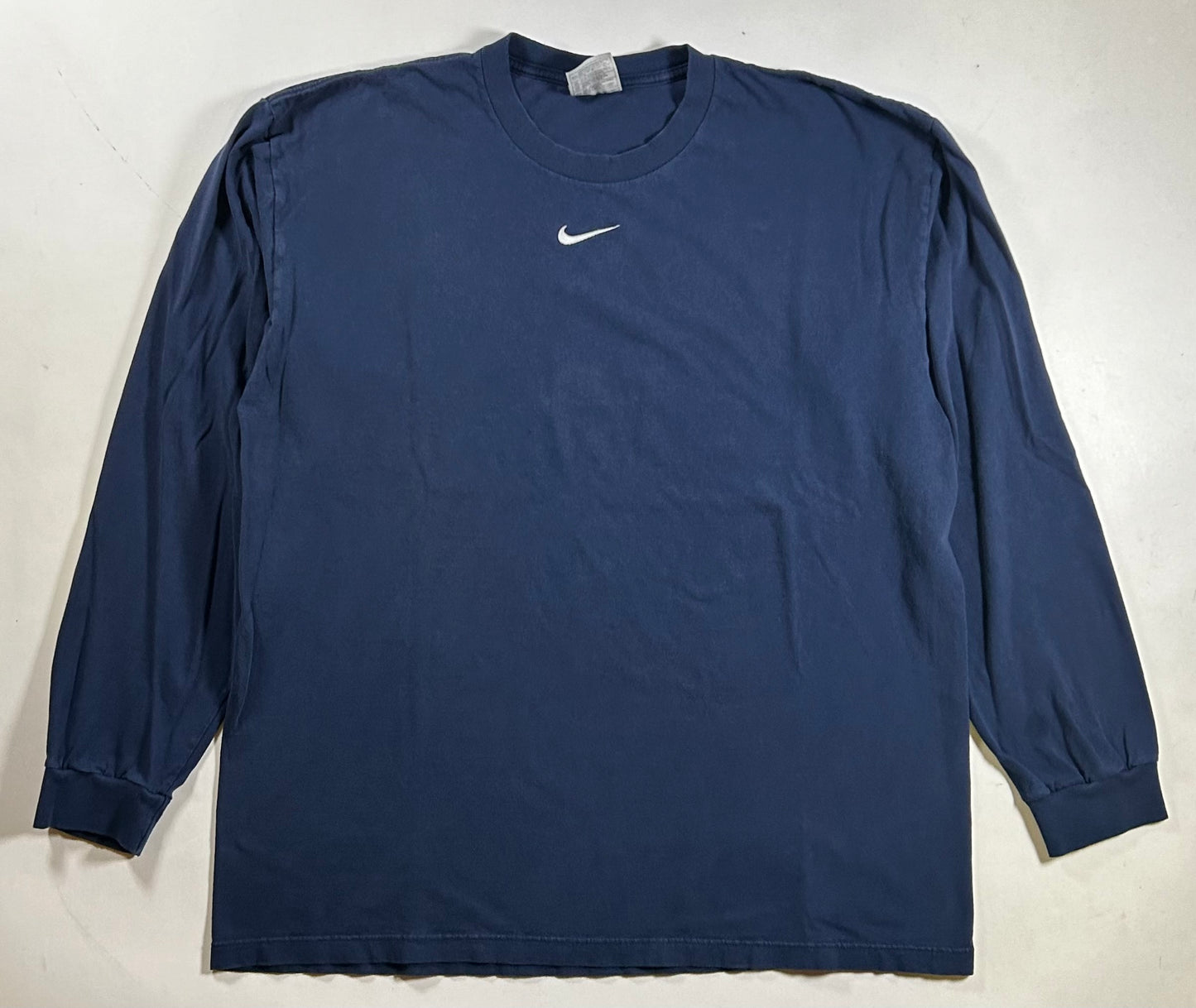 Vintage 90s Nike Center Swoosh Long Sleeve Tee XL 24x30 Inches Navy
