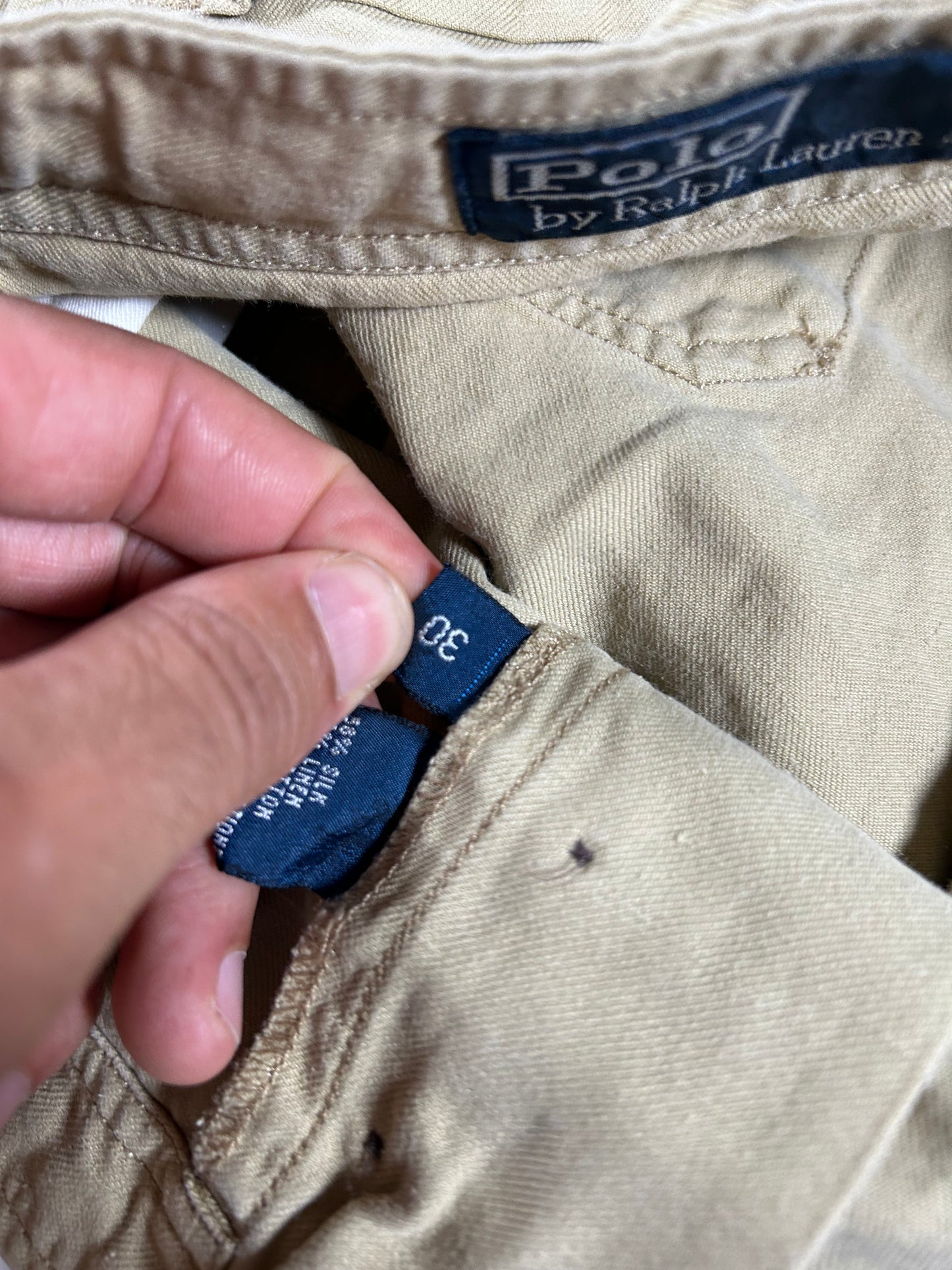 Vintage Polo Ralph Lauren Cargo Shorts Linen Silk Beige Drawstring Military Size 30 16.5x22.5 Inches