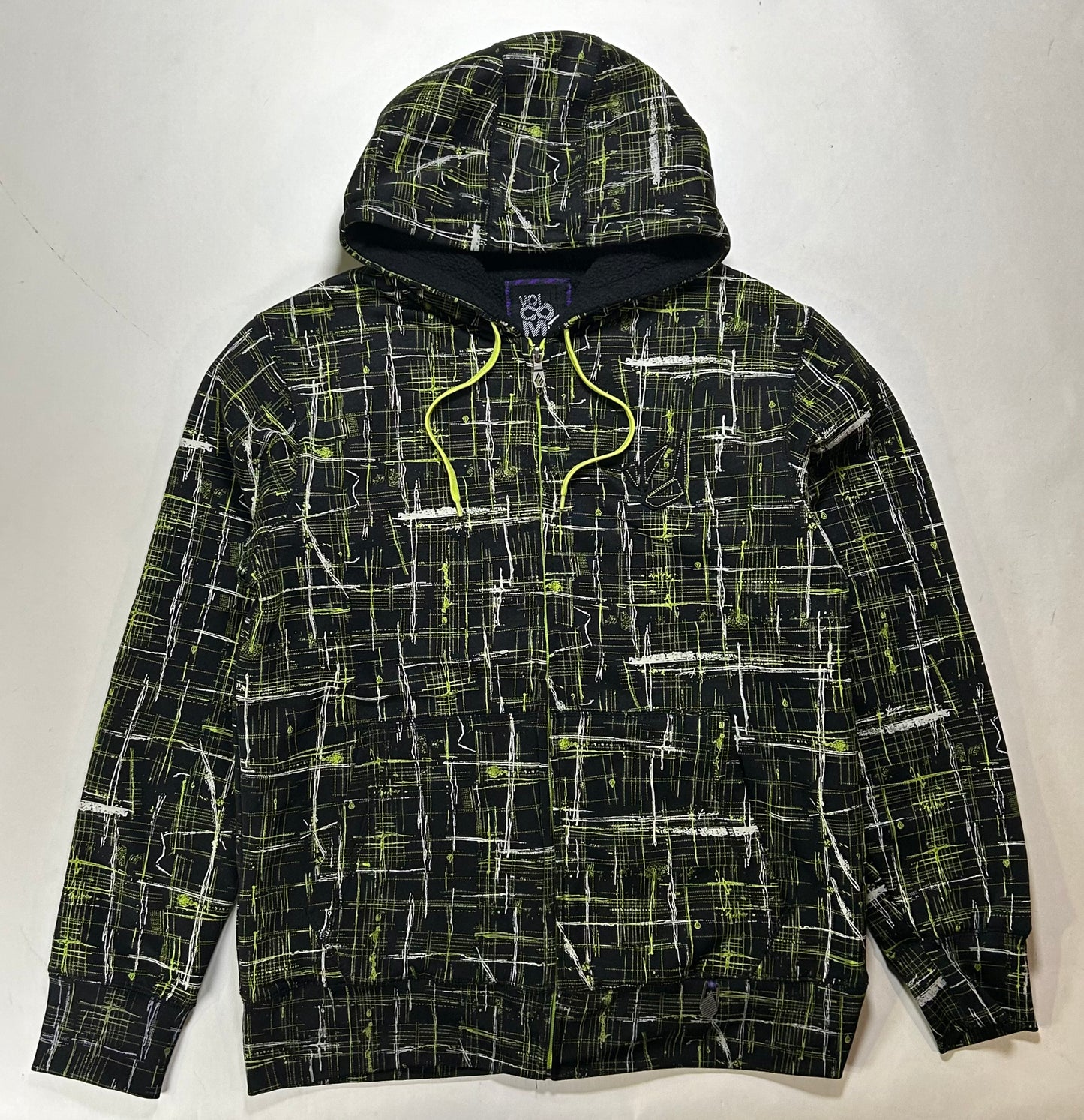 Vintage 00s Volcom Stone Fleeced Lined Zip Up Hooded Sweatshirt Large/Medium Fit 23x29.25 Inches