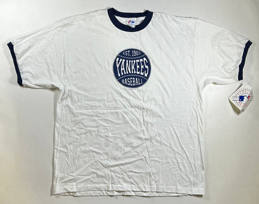 Brand New Vintage 2002 Majestic New York Yankees Baseball MLB Ringer Tee 2XL 26x32.25 Inches