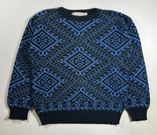Vintage Calvin Klein Sport Petite Blue Black Geometric 90s USA Made Small Women’s 19x22 Inches