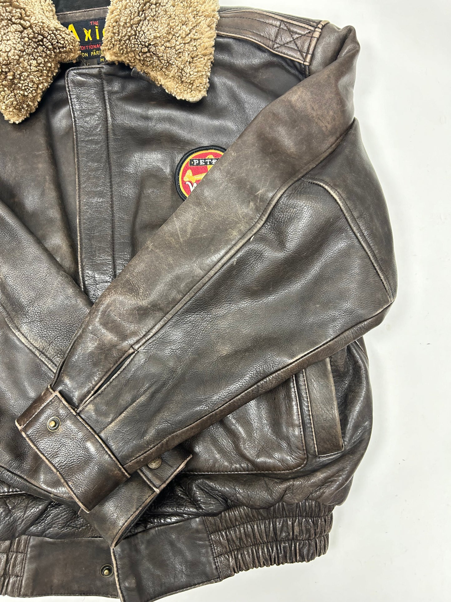 Vintage 90s The Axiom Traditional Leather Pete’s Wicked Ale Leather Jacket Beer Brewery Medium 25x28 Inches