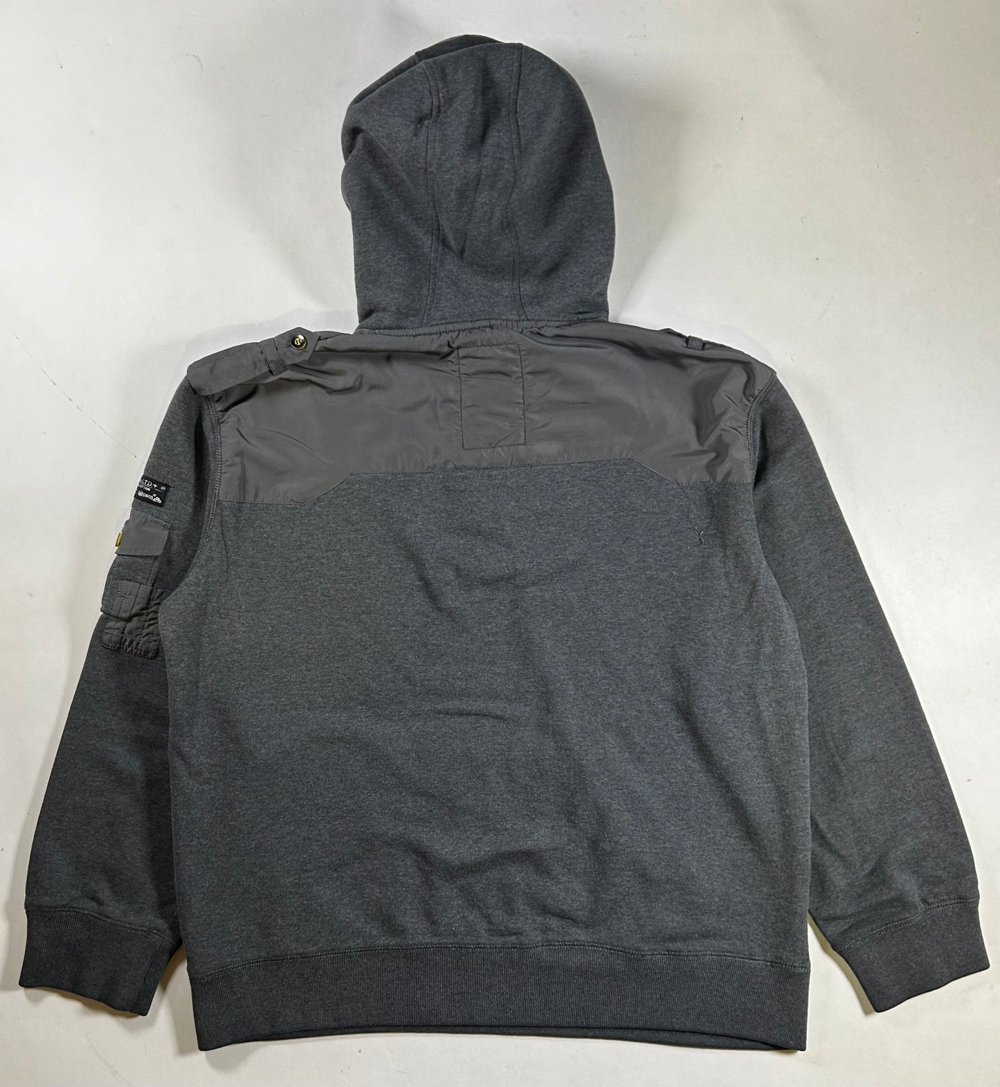 Vintage Eckō Unltd. Raw & Uncut Hooded Sweatshirt Gray Y2K Size Large 24.25x27