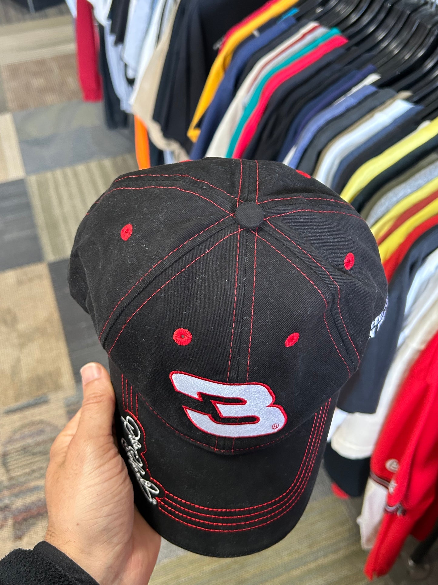 Vintage NASCAR #3 Dale Earnhardt & Johnny Cash Hat Embroidered Red/Black Adult Adjustable OSFM
