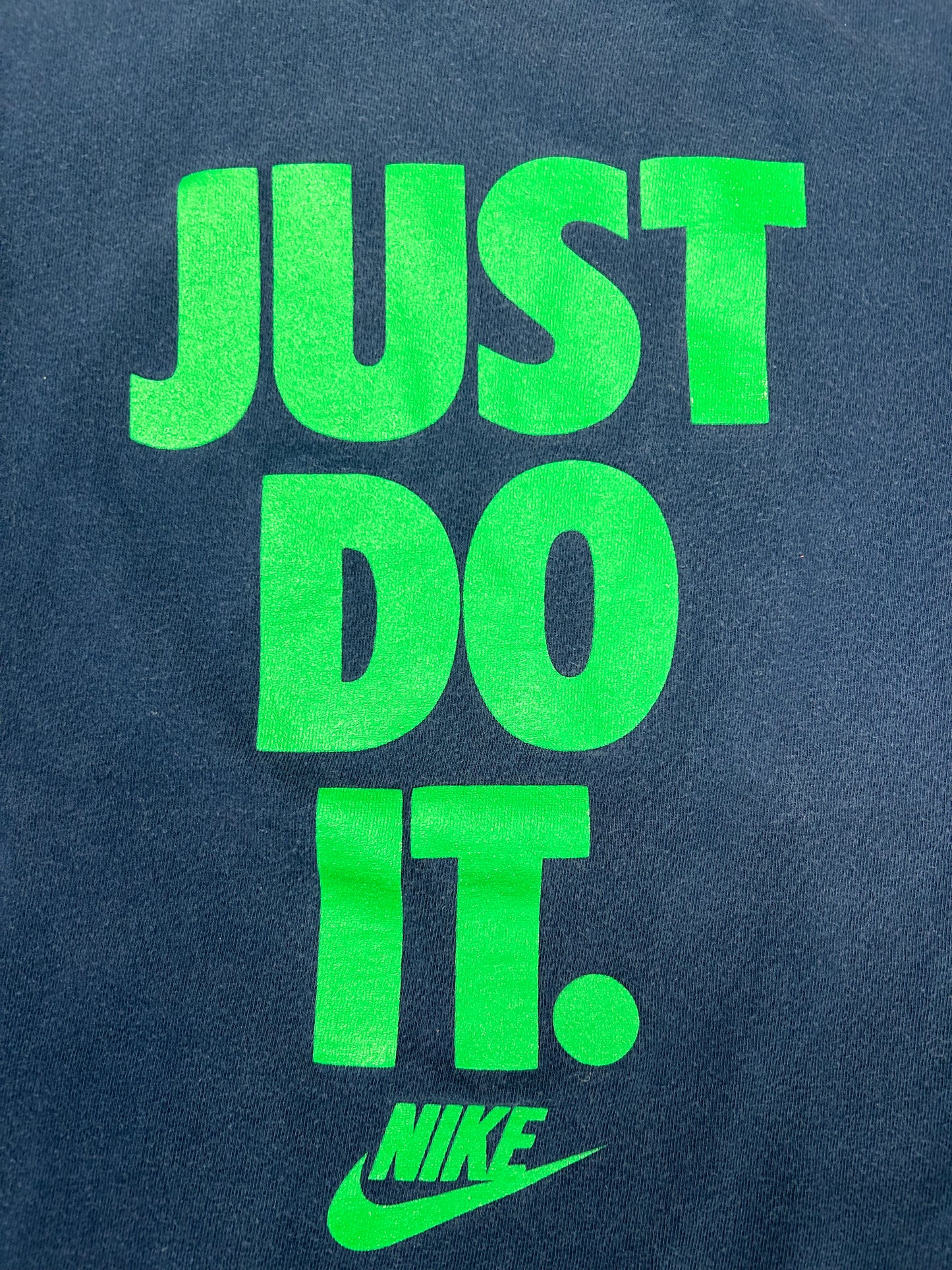 Vintage 90s Nike Just Do It. Long Sleeve T-Shirt Navy/Green Medium/Large Fit 21.5x25.75 Inches Worn