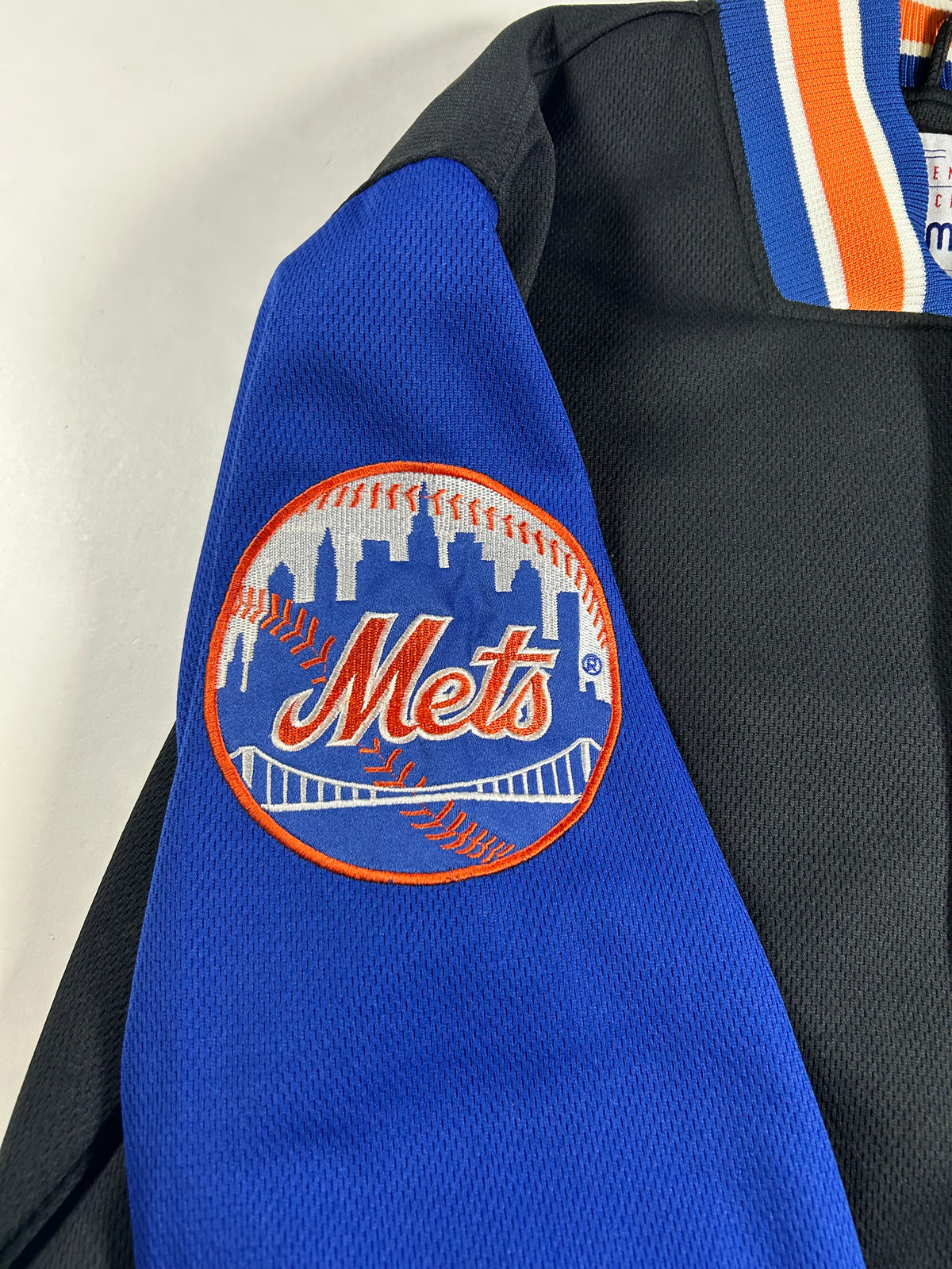 Vintage New York Mets Majestic Jacket MLB Baseball Snap Buttons Has Flaw See Med