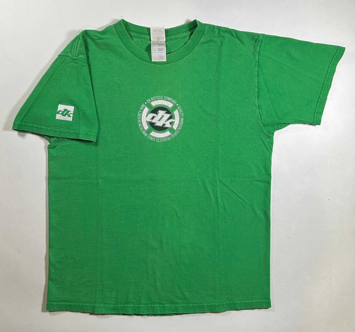 Vintage DK Bicycle Company BMX Biking Bike Brand Tee L/M 21x27 Inches 2000s Green Y2K