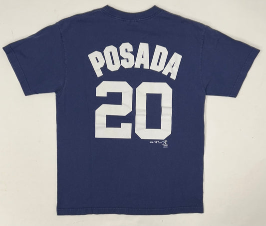 Vintage 00s Majestic New York Yankees Jorge Posada #20 MLB Player Navy Tee Medium