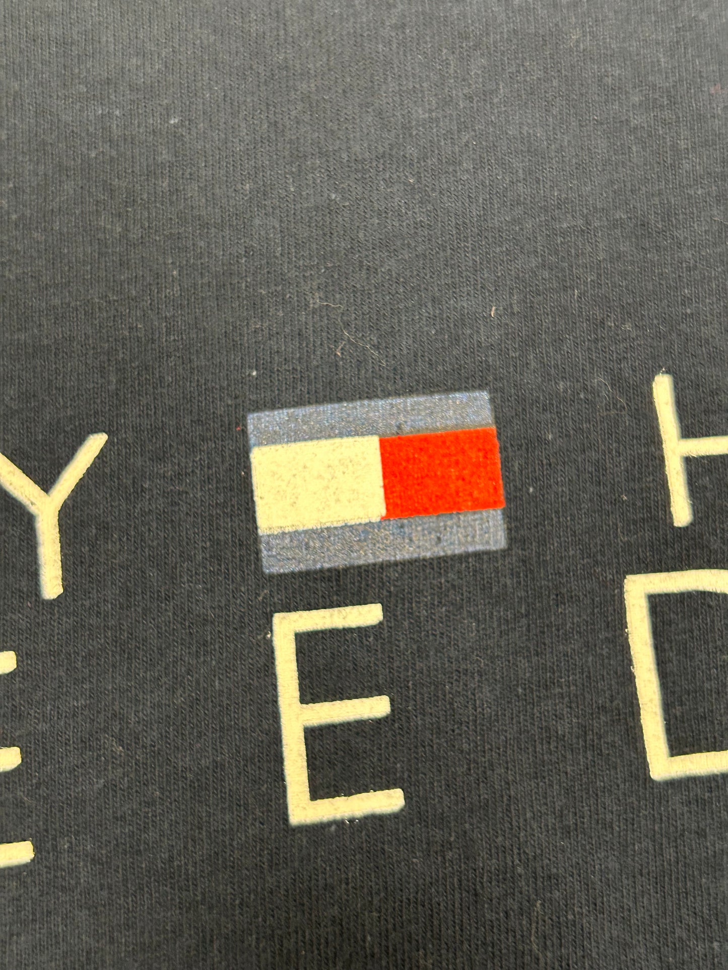 Vintage Tommy Hilfiger Freedom Jeans T Shirt Spell Out Navy Blue Medium USA 90s