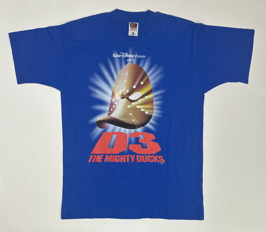 Vintage 1996 Disney The Mighty Ducks D3 Movie Promo Tee Large 21.75x31 Inches Blue Rare Hockey