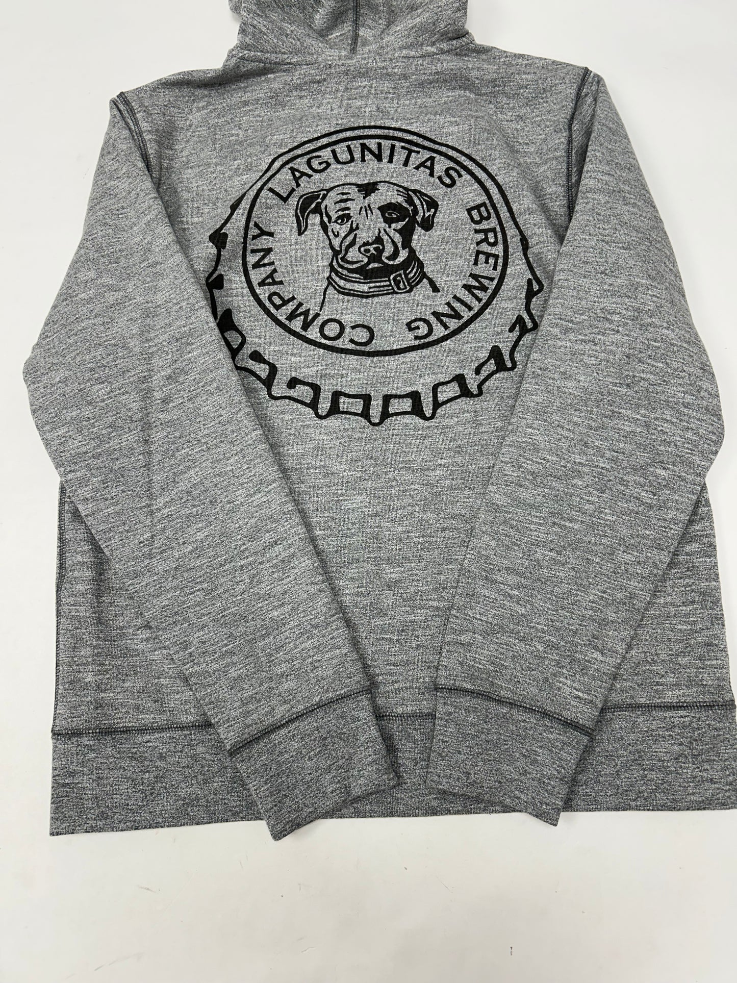 Lagunitas Brewing Company Zip Up Sweatshirt Hoodie Grey Dog Logo Medium Clean