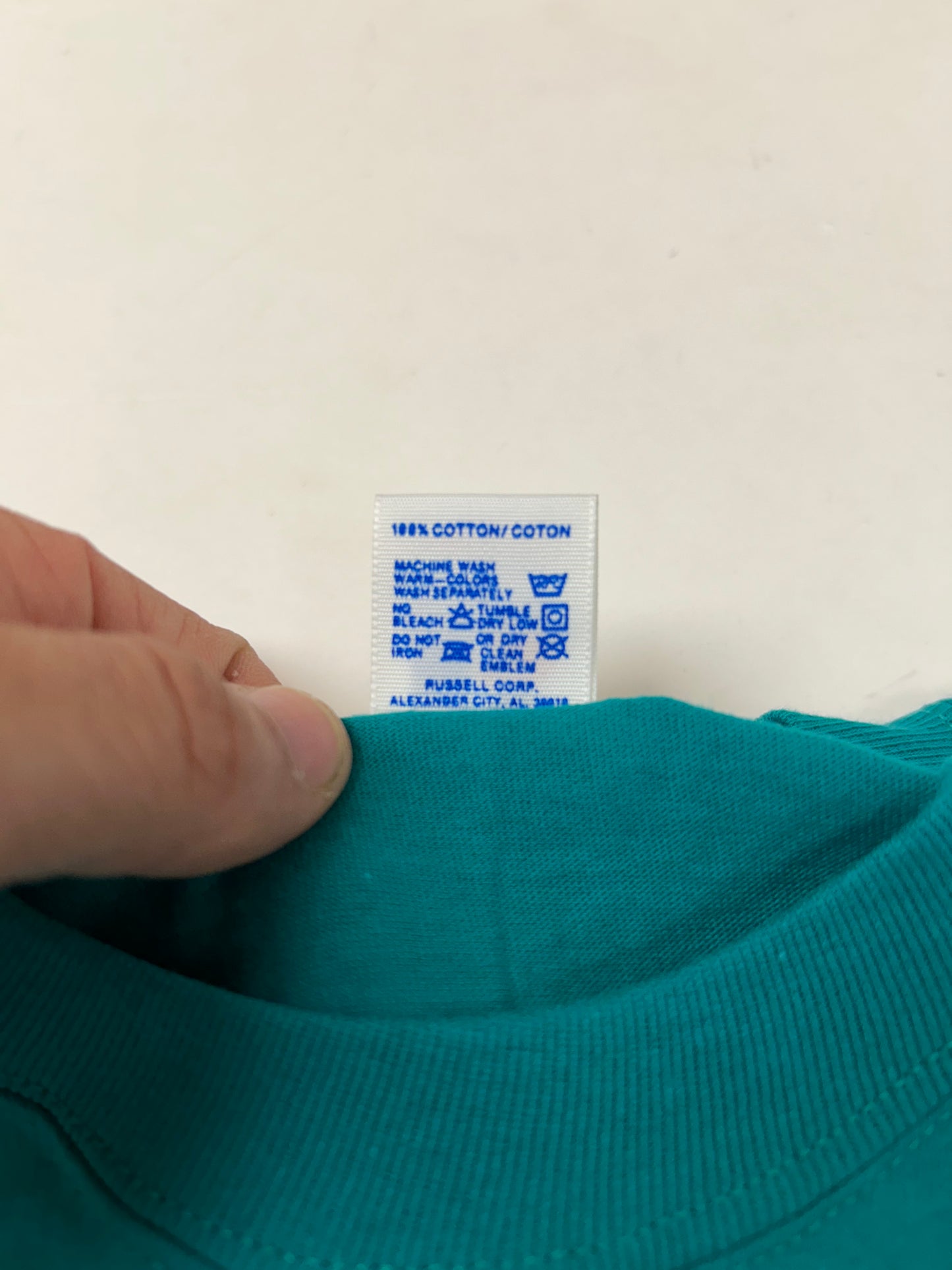 Edgewood NJ first edition “Deeper Than The Roots.” Tee Medium 90s Russell Athletic USA 100% Cotton Aqua Blue