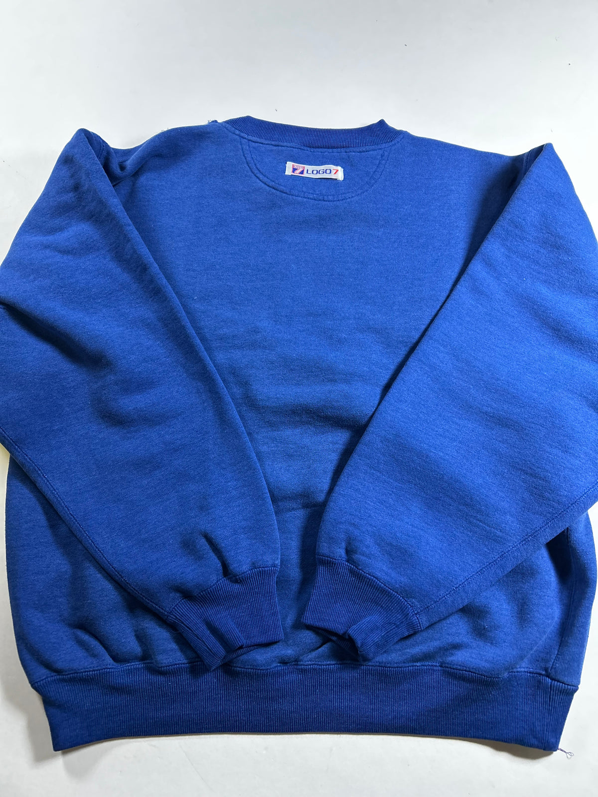 Vintage Logo 7 New York Giants NFL Crewneck Logo Sweatshirt Medium/Small Fit 23.5x25 Inches As Is Has Flaw On Shoulder