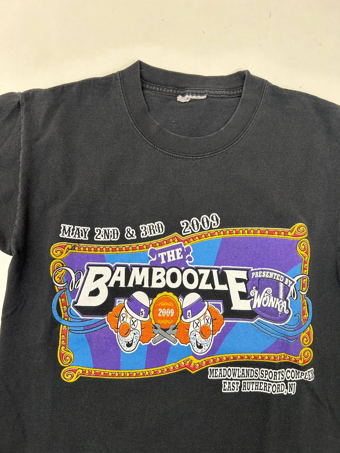 Vintage 2009 The Bamboozle Music Festival Band Meadowlands NJ Tee Small 17.25x24.25 Inches Faded Black As Is