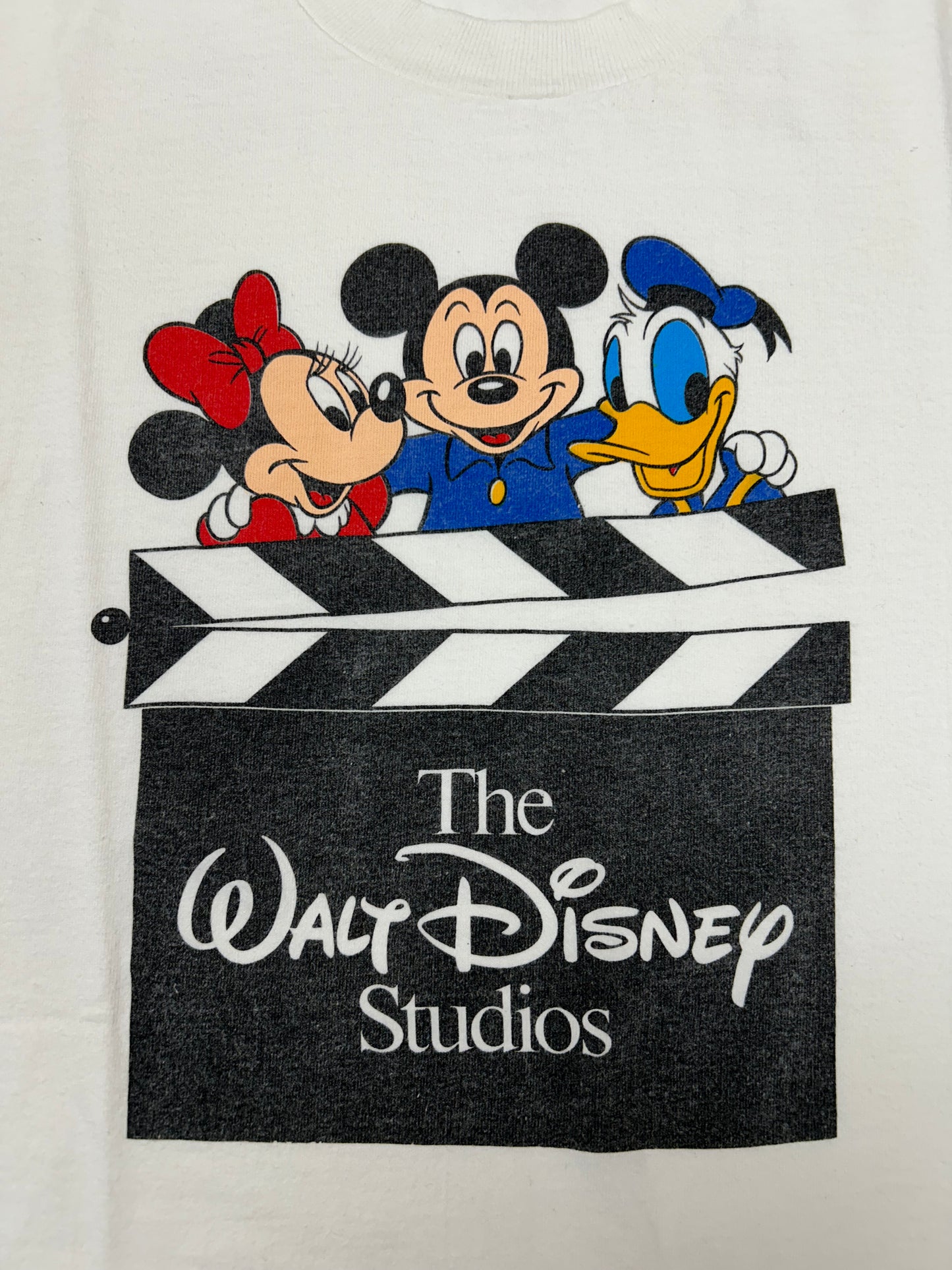 Vintage The Walt Disney Studios Minnie Mouse, Mickey Mouse & Donald Duck Clapboard Disney Tee Small Or Thin Medium Fit 18.75x28.25 Inches