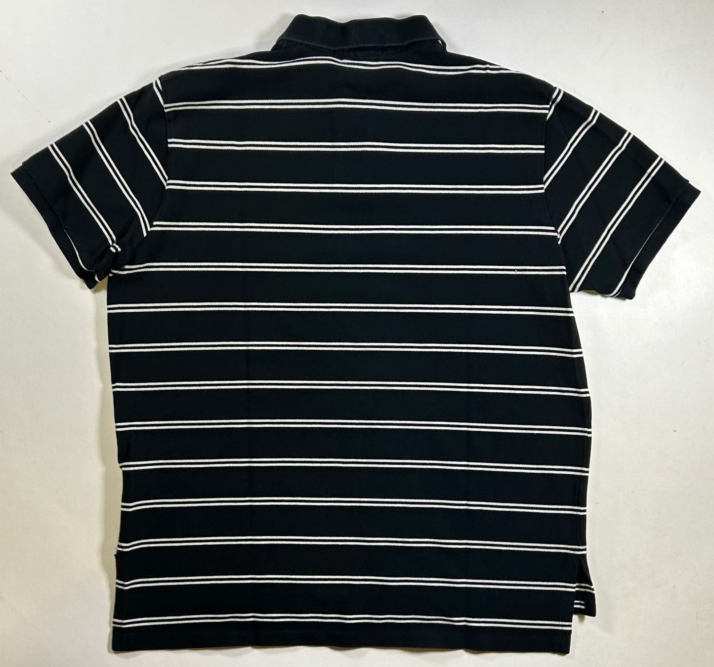 Polo Ralph Lauren Polo Shirt White Pony Logo Black White Striped 23.5x27.5/29.25 Inches