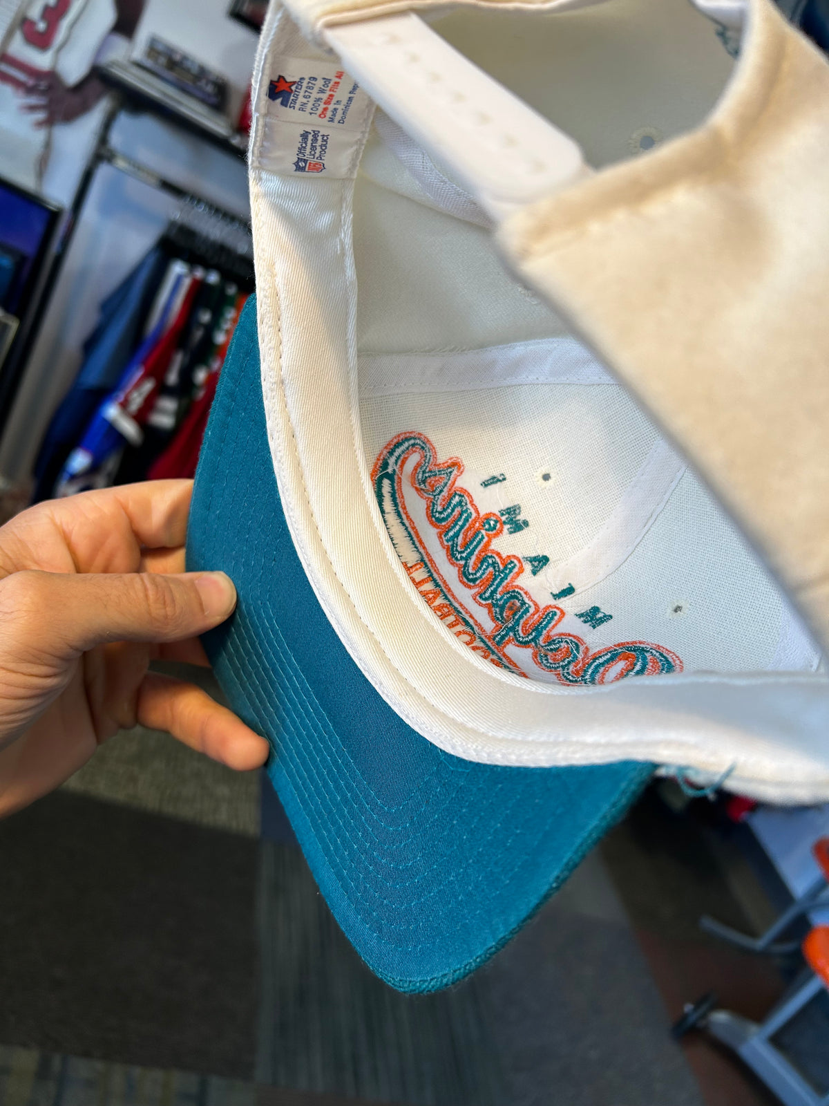 Vintage Miami Dolphins Football NFL Script Snapback Hat Starter Rare 90s Wool
