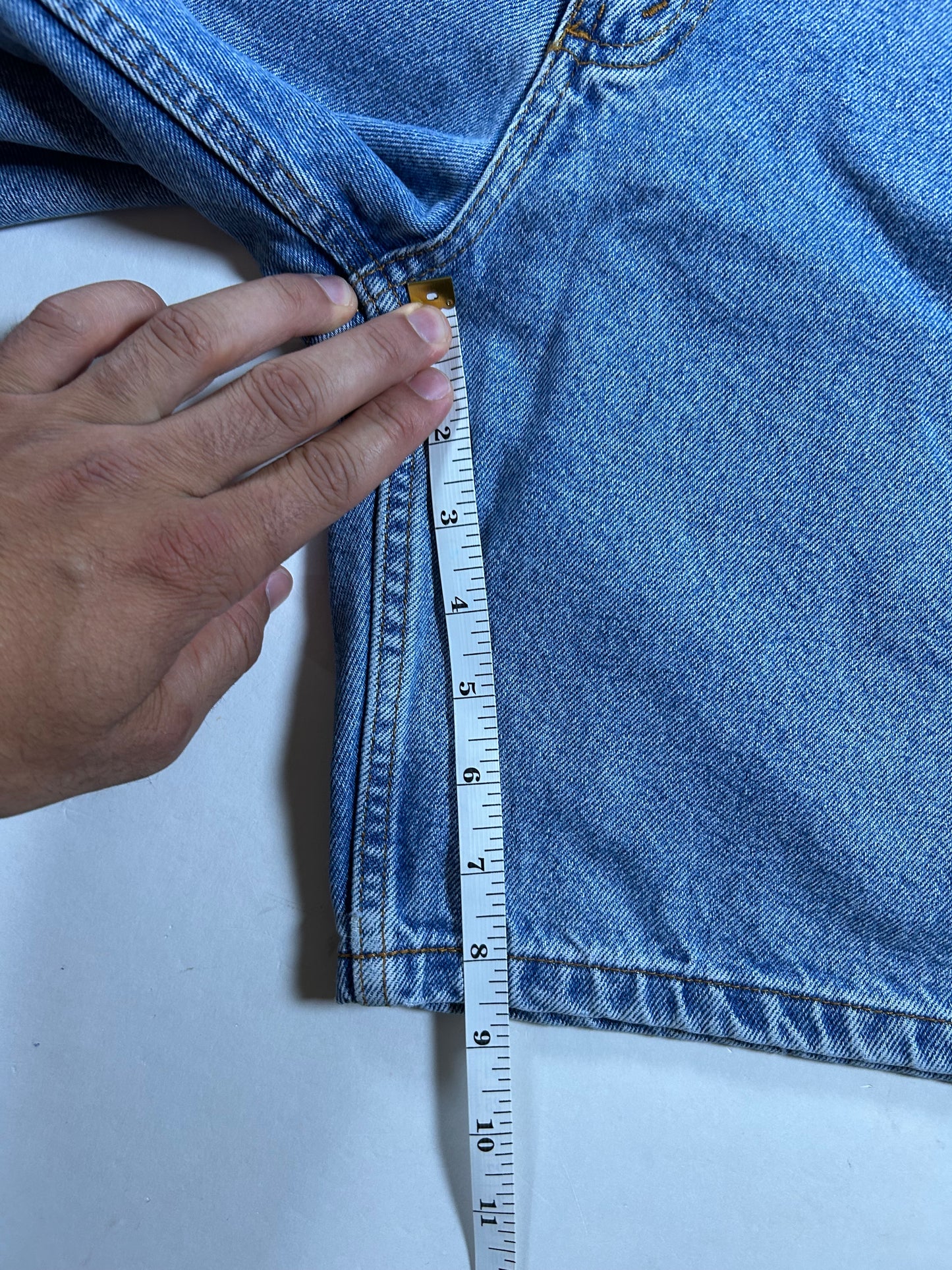Vintage Two Pepper Mens Denim Jorts Blue Medium Wash 100% Cotton 36 18x20.5 Inches