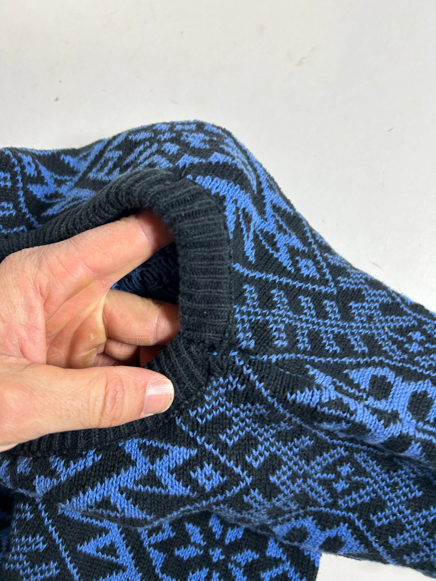 Vintage Calvin Klein Sport Petite Blue Black Geometric 90s USA Made Small Women’s 19x22 Inches