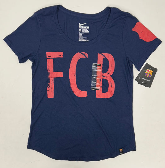 Nike FC Barcelona Heritage Soccer  Shirt Brand New Women’s Medium 17.5x25 Inches Navy FCB